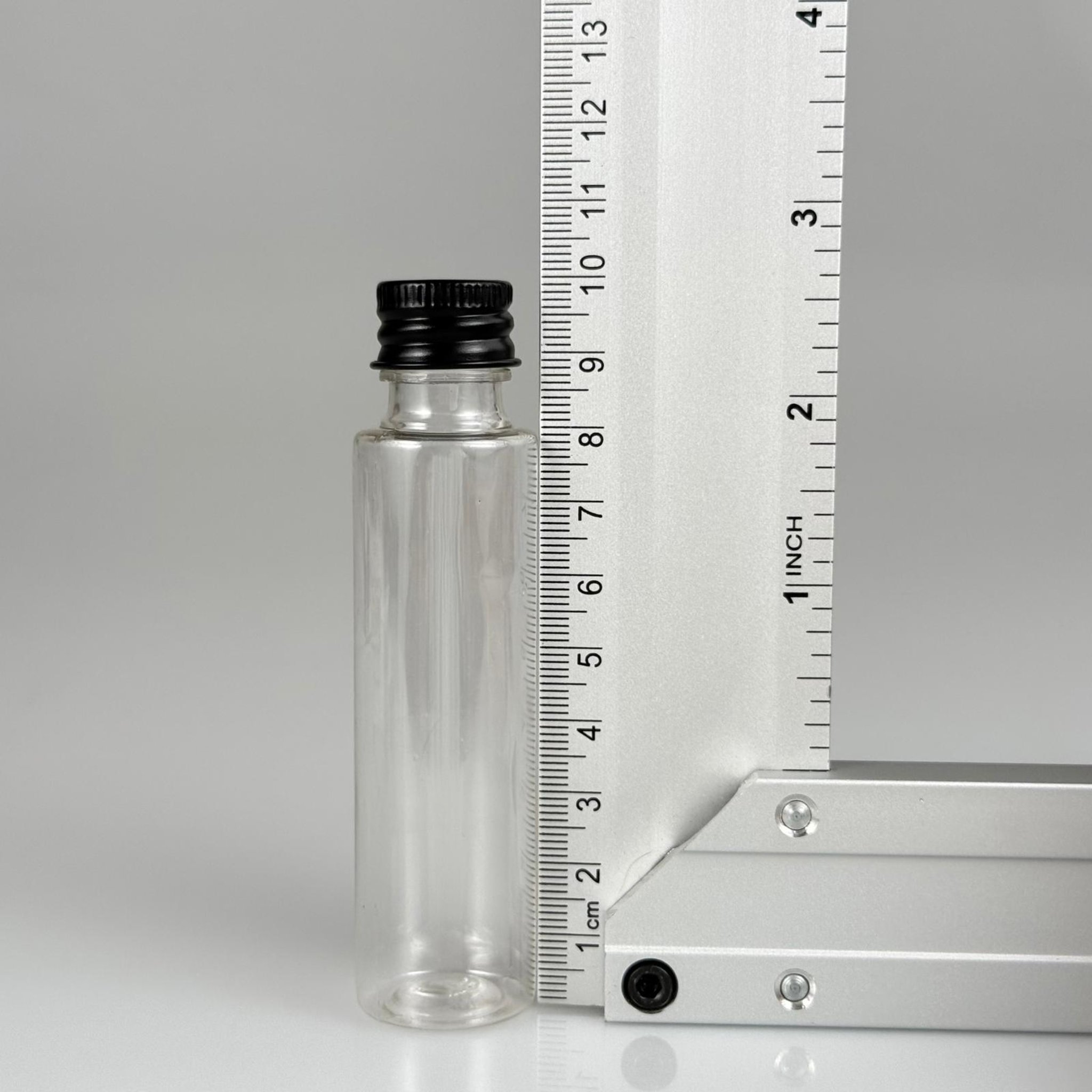 35 CC PET ŞİŞE - KÖPÜK CONTALI SİYAH ALÜMİNYUM METAL KAPAKLI + DAMLALIKLI KOLONYA TIPALI TAKIM - 35 ML ŞEFFAF PET ŞİŞE