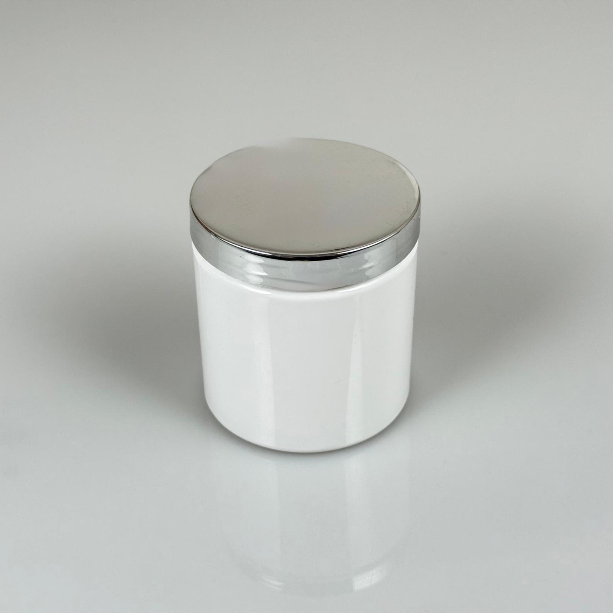 250 CC BEYAZ SERT PLASTİK KAVANOZ - GÜMÜŞ KAPLAMALI PLASTİK KAPAKLI - 250 ML METAL KAPAKLI PLASTİK KAVANOZ - KOZMETİK KAVANOZ, GIDA KAVANOZU VE KREM KAVANOZU OLARAK KULLANABİLİRSİNİZ