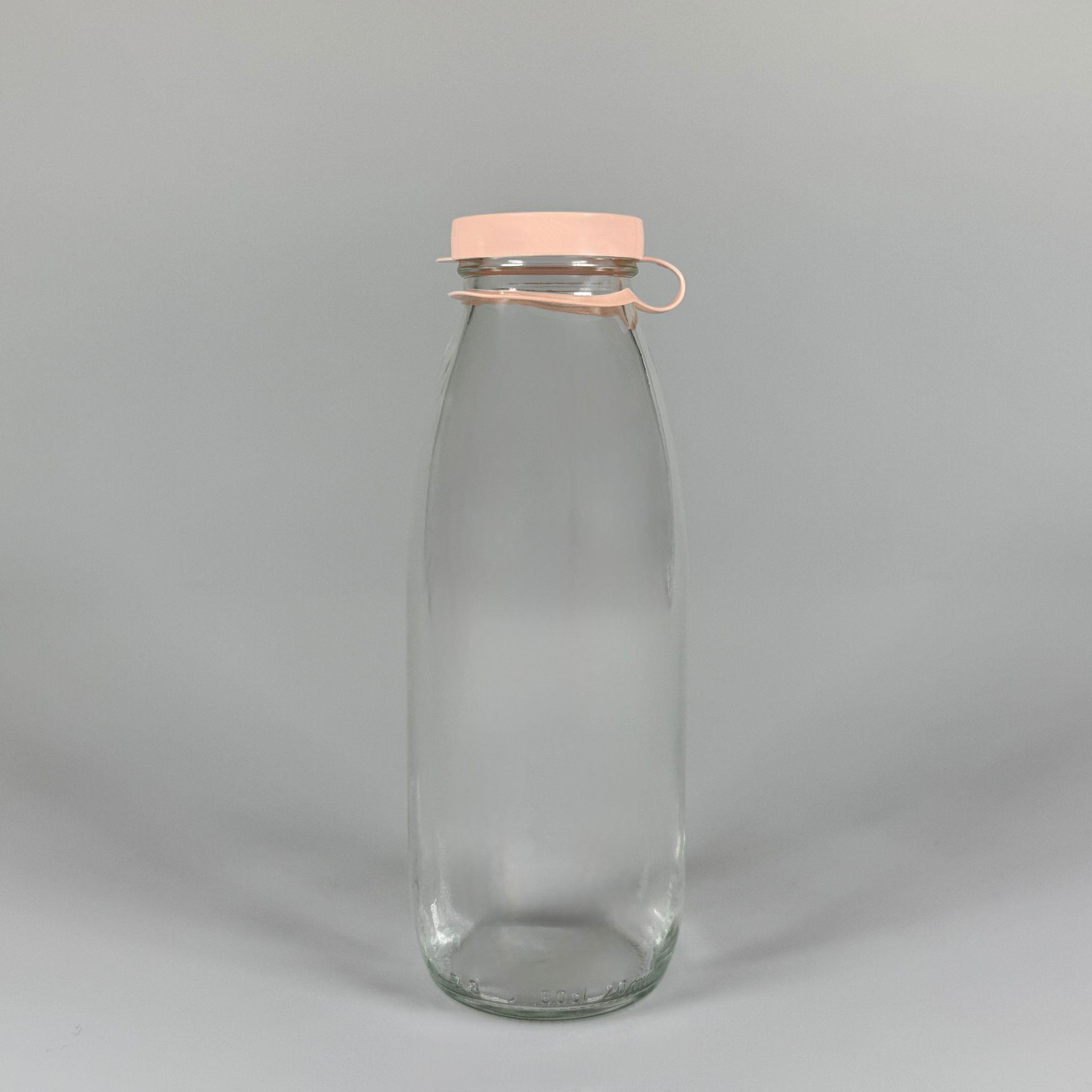 NOSTALJİ ESKİ TİP CAM AYRAN ŞİŞESİ - SÜT, LİMONATA, ŞIRA. ŞERBET. MEYVE SUYU, EV YAPIMI MEŞRUBAT, SMOOTHIE, KOKTEYL VB KAFETERYA, RESTORAN, EV KULLANIMI VB İÇİN - PEMBE GEÇME KAPAKLI 500 CC BOŞ CAM ŞİŞELERİ