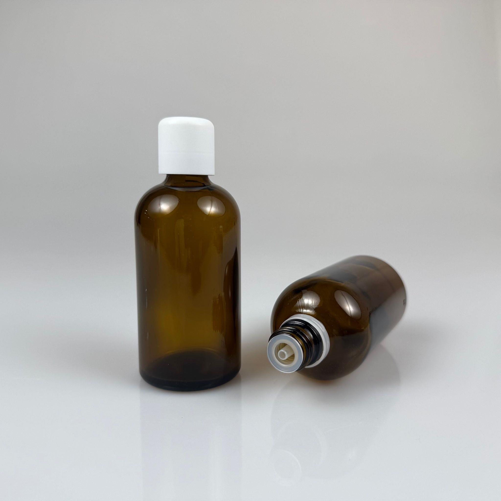 100 CC AMBER CAM ŞİŞE + İÇTEN DAMLALIKLI ÇOCUK KİLİTLİ BEYAZ KAPAK - KAHVERENGİ 100 ML KİLİT KAPAKLI DAMLATMALI ŞİŞE