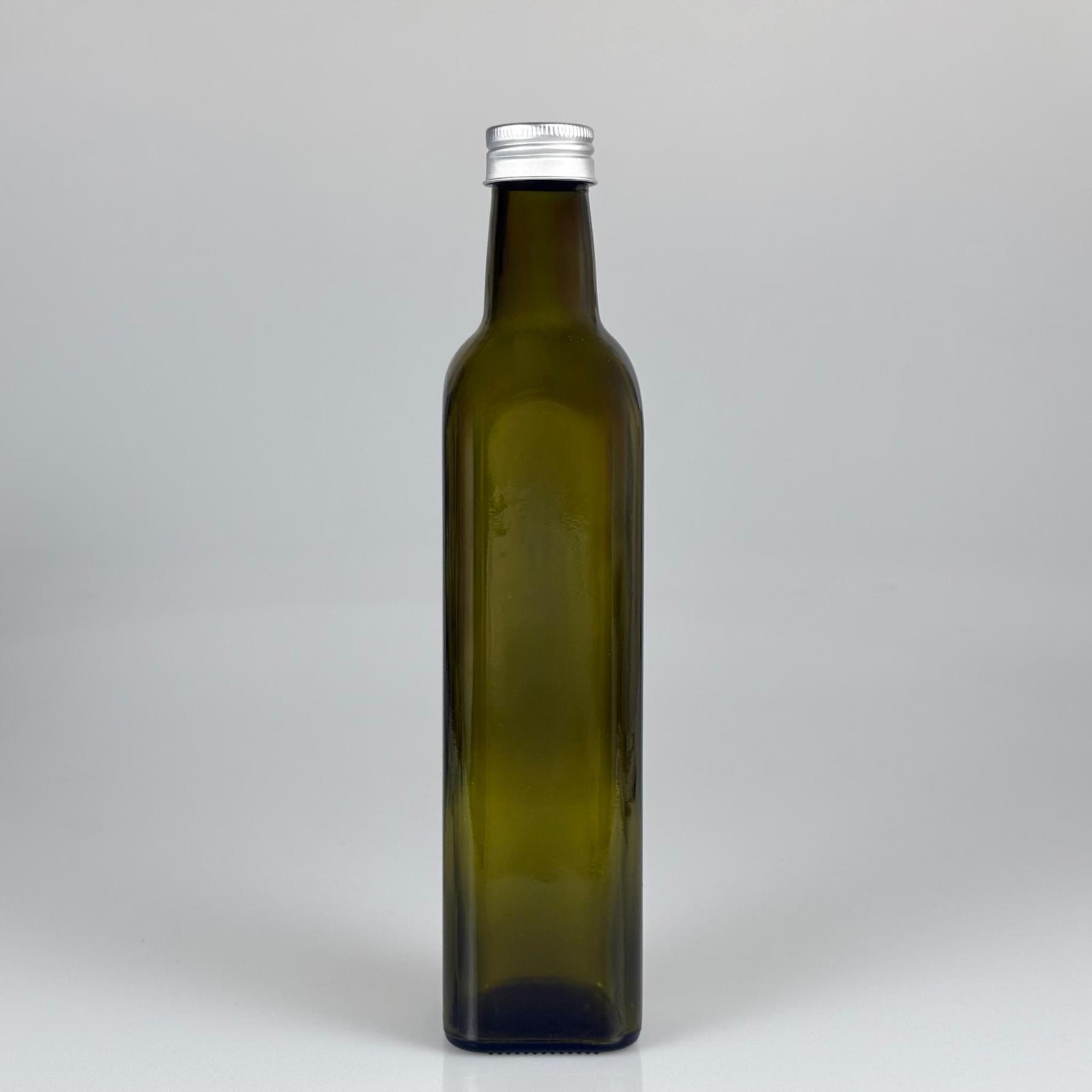 500 CC YEŞİL MARASKA CAM ŞİŞE - GÜMÜŞ METAL ALÜMİNYUM KAPAKLI - 500 ML KÖŞELİ YAĞ ŞİŞESİ - SİRKE ŞİŞESİ