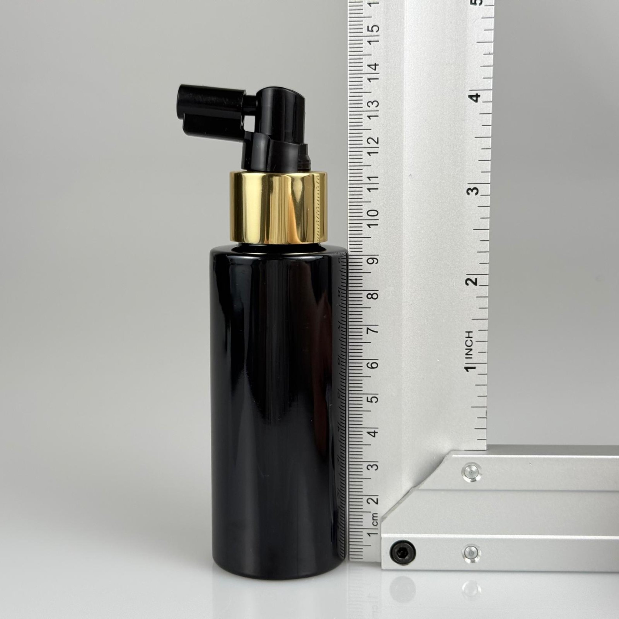 100 CC SİYAH SİLİNDİR KESKİN KÜT MODEL SERT (17 GR) PET ŞİŞE + SİYAH GAGALI GOLD SPREY TAKIM - 100 ML SPREYLİ SİYAH PLASTİK ŞİŞE