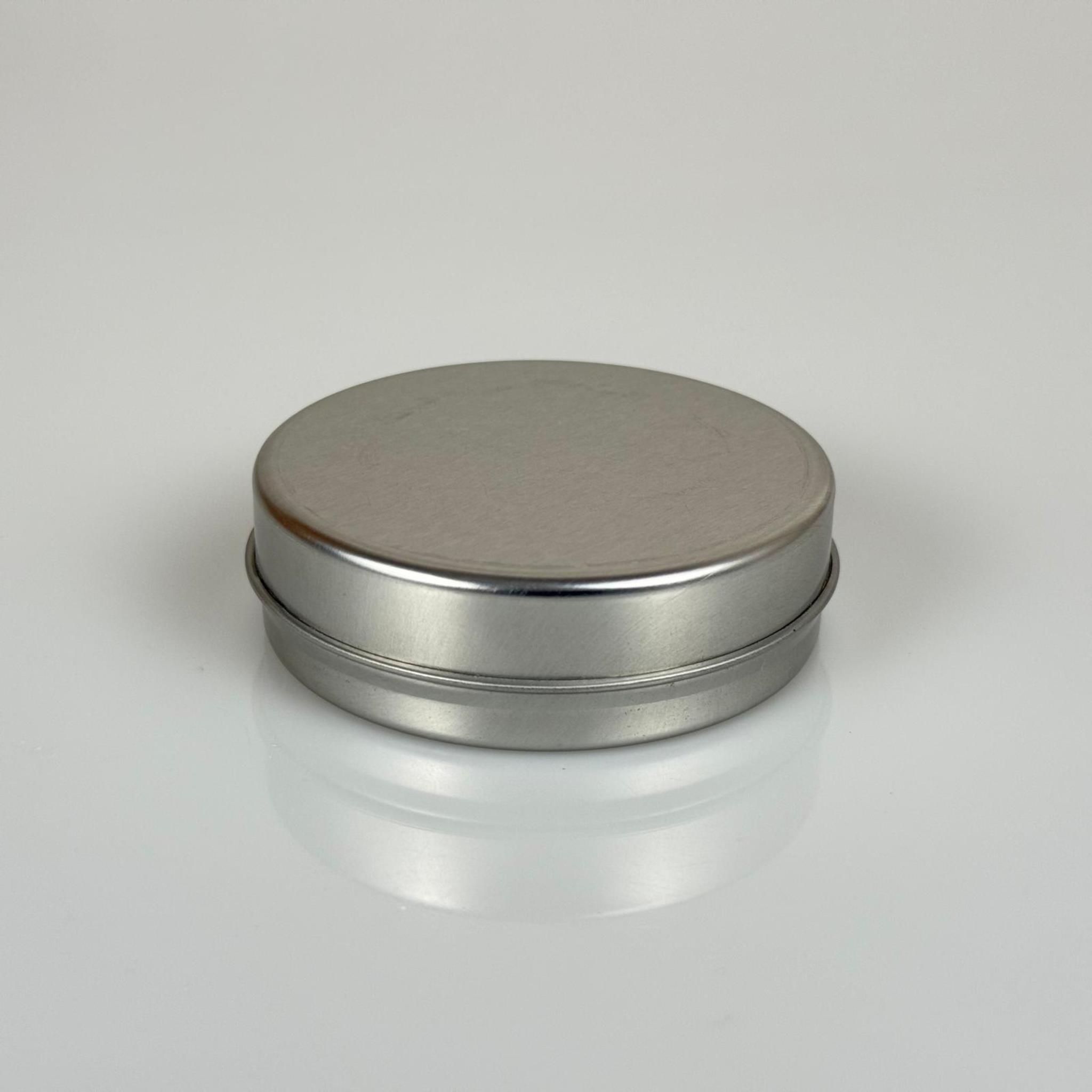 50 CC TENEKE KUTU - GÜMÜŞ - GÜMÜŞ KAPAKLI - METAL AMBALAJ - MUM TENEKESİ 77 X 23 MM