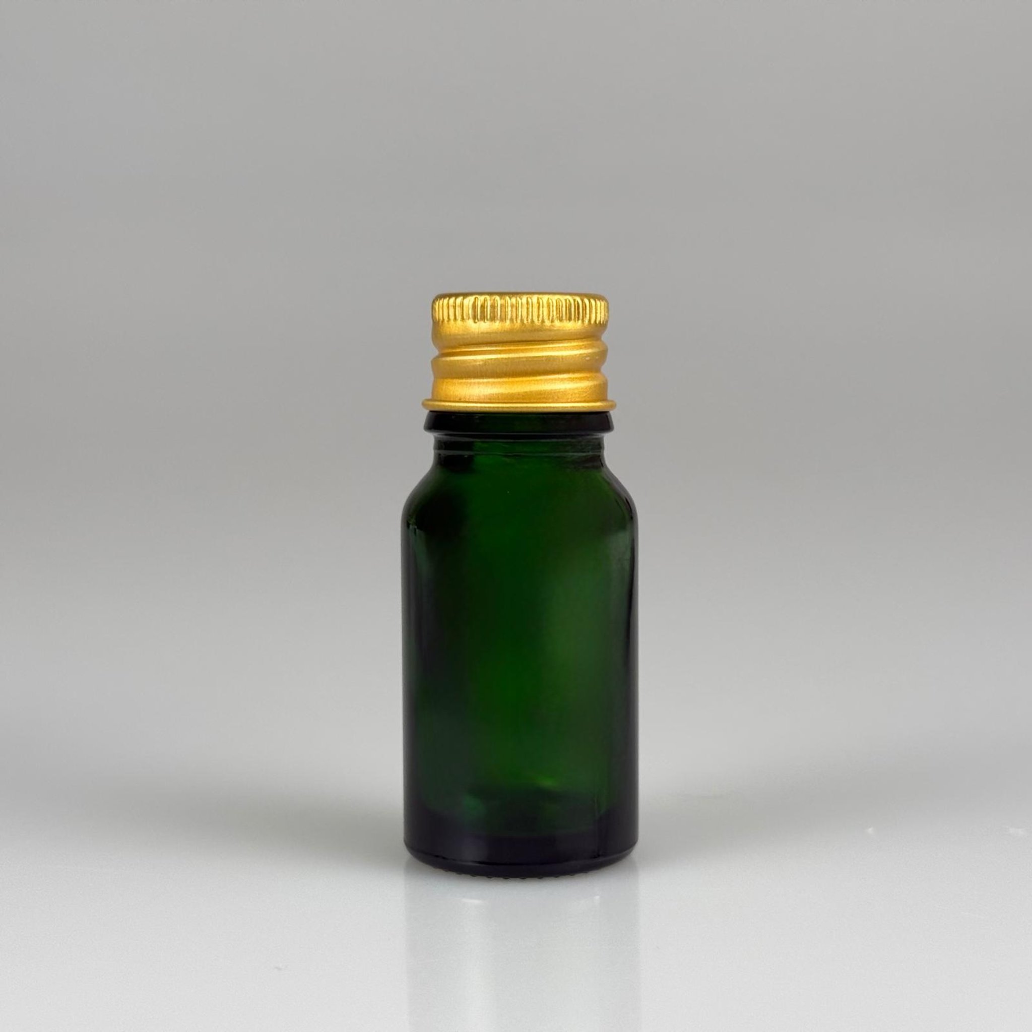 10 CC YEŞİL CAM ŞİŞE + KÖPÜK CONTALI GOLD ALÜMİNYUM METAL KAPAKLI TAKIM - 10 ML YEŞİL CAM ŞİŞE