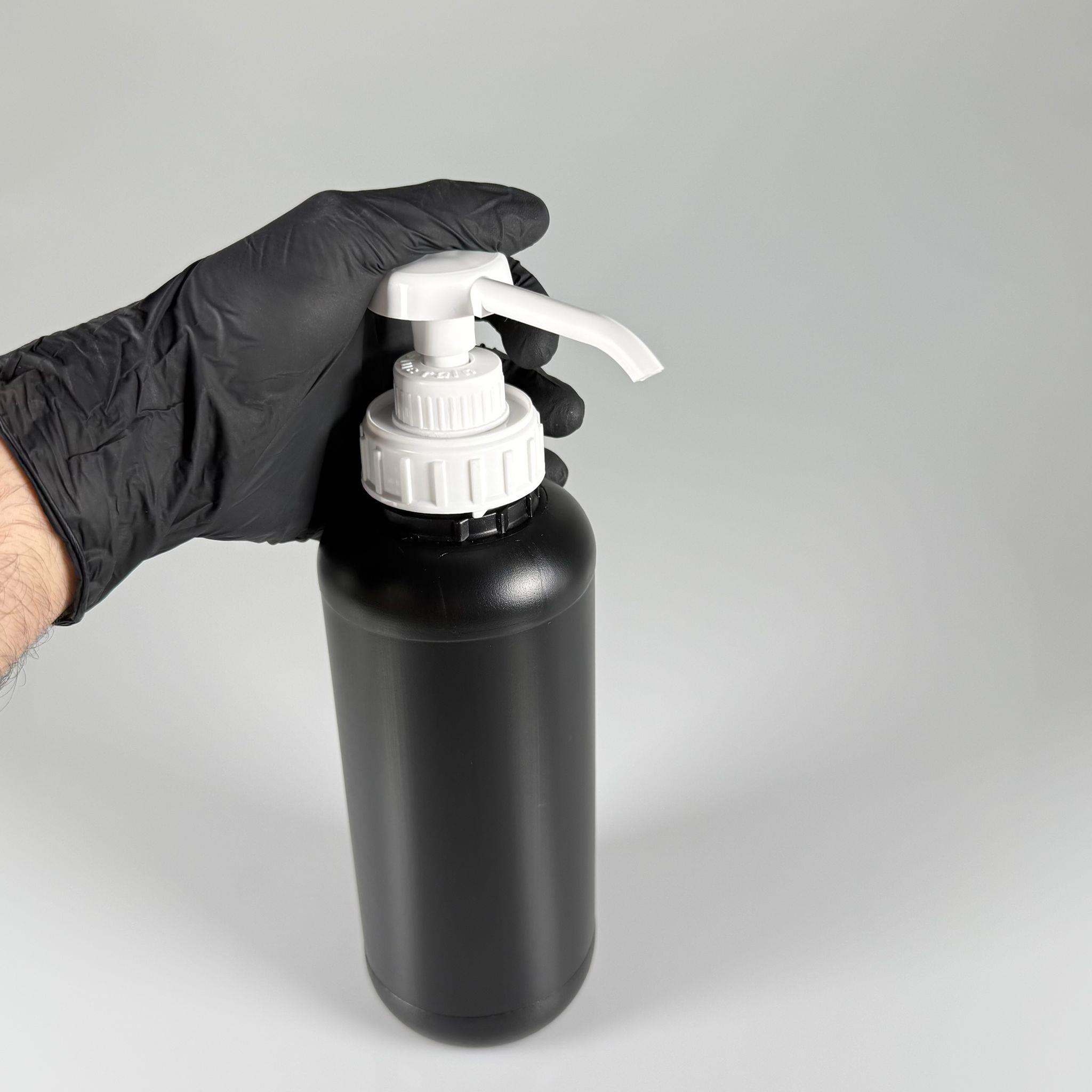 SOS, KETÇAP, ŞURUP, KİMYASAL, JEL VB İÇİN BOŞ DOZAJLI POMPALI POLİETİLEN PLASTİK ŞİŞE - 1000 CC SİYAH