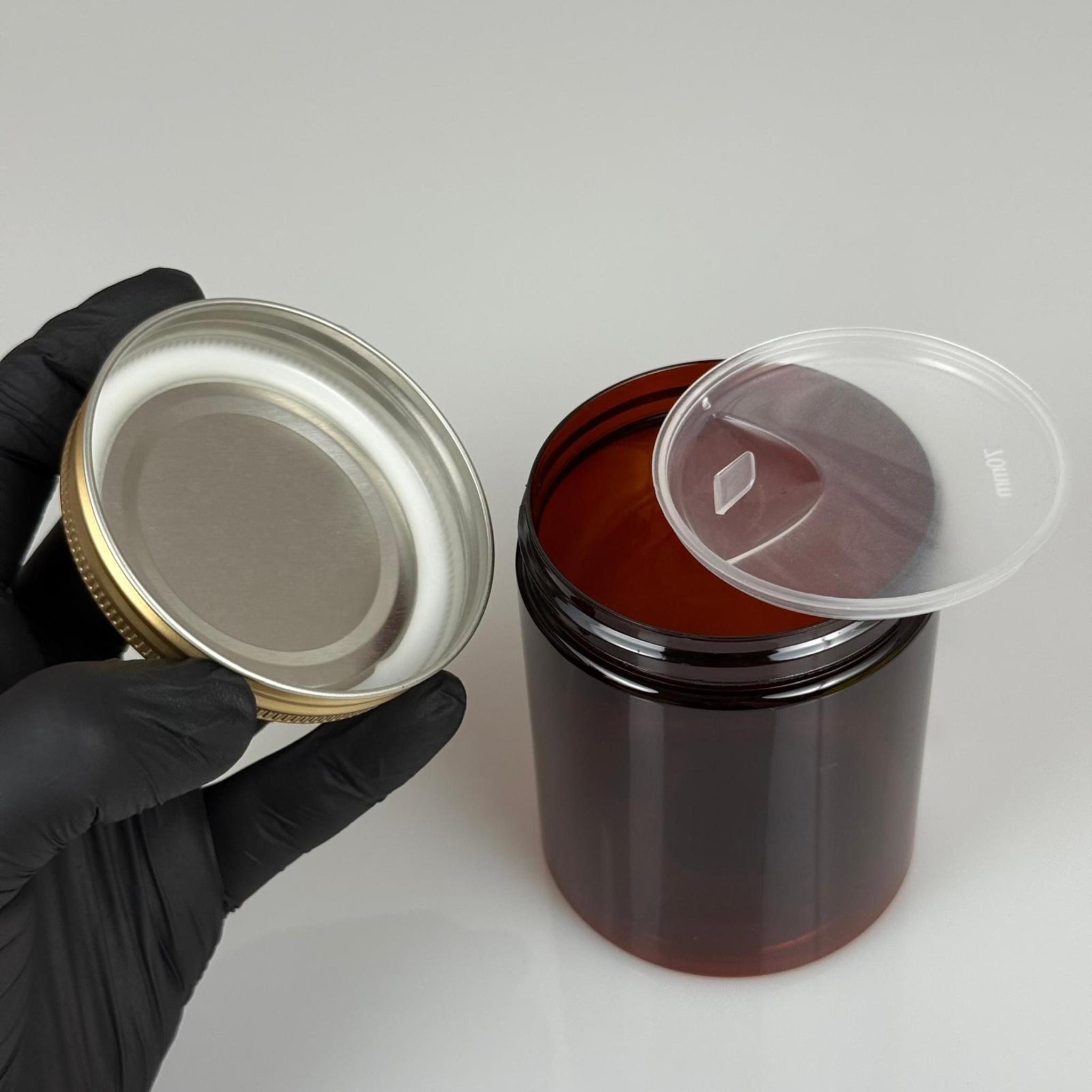 300 ML SERT PET KAVANOZ + GOLD METAL KAPAK + İÇ TIPA - 300 CC KALIN AMBER PLASTİK KAVANOZ GOLD METAL KAPAKLI İÇ TIPALI TAKIM - KREM KAVANOZLARI