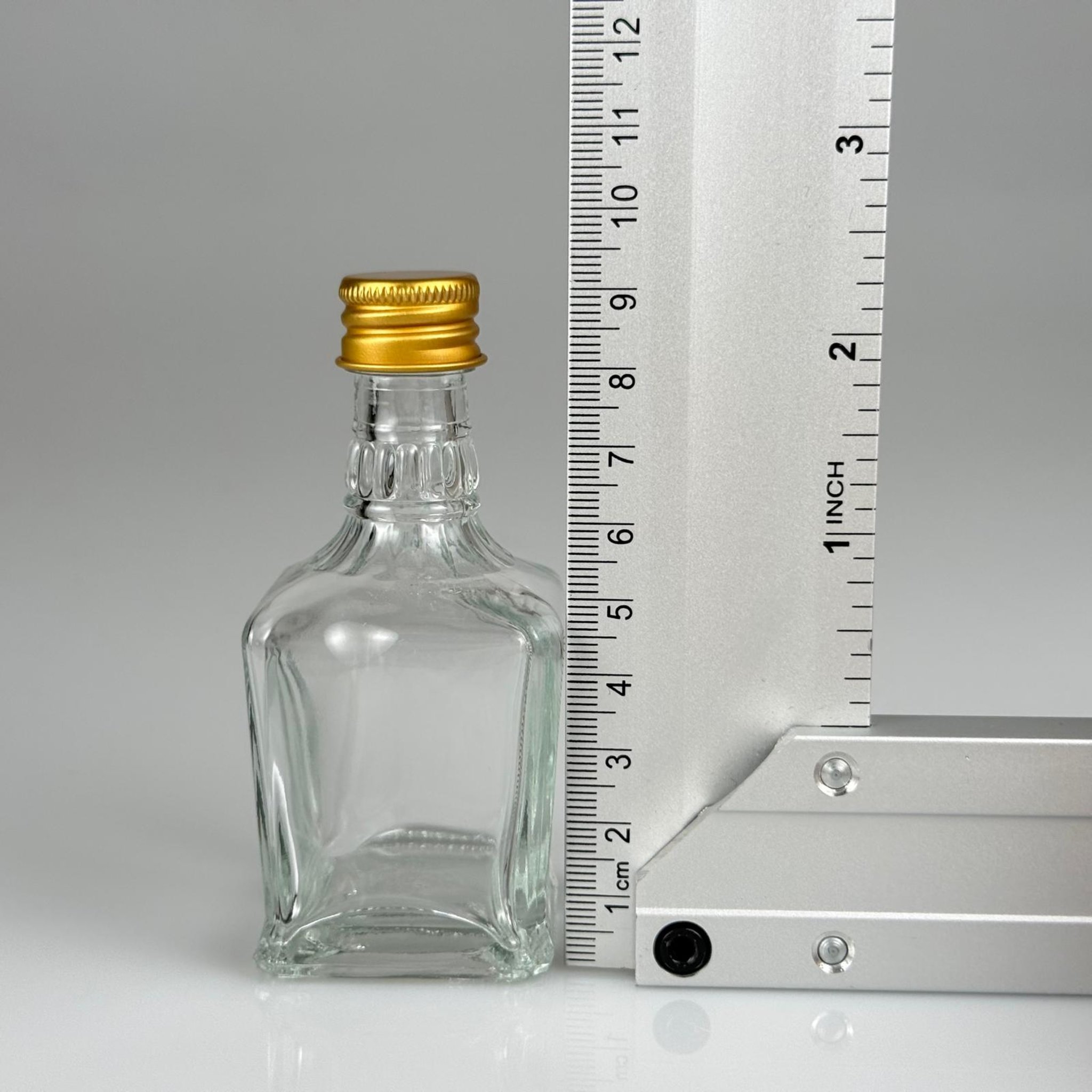50 CC BOĞAZLI KONİK CAM ŞİŞE + GOLD ALÜMİNYUM METAL KAPAKLI TAKIM - 50 ML PRESTİJLİ ŞİŞE