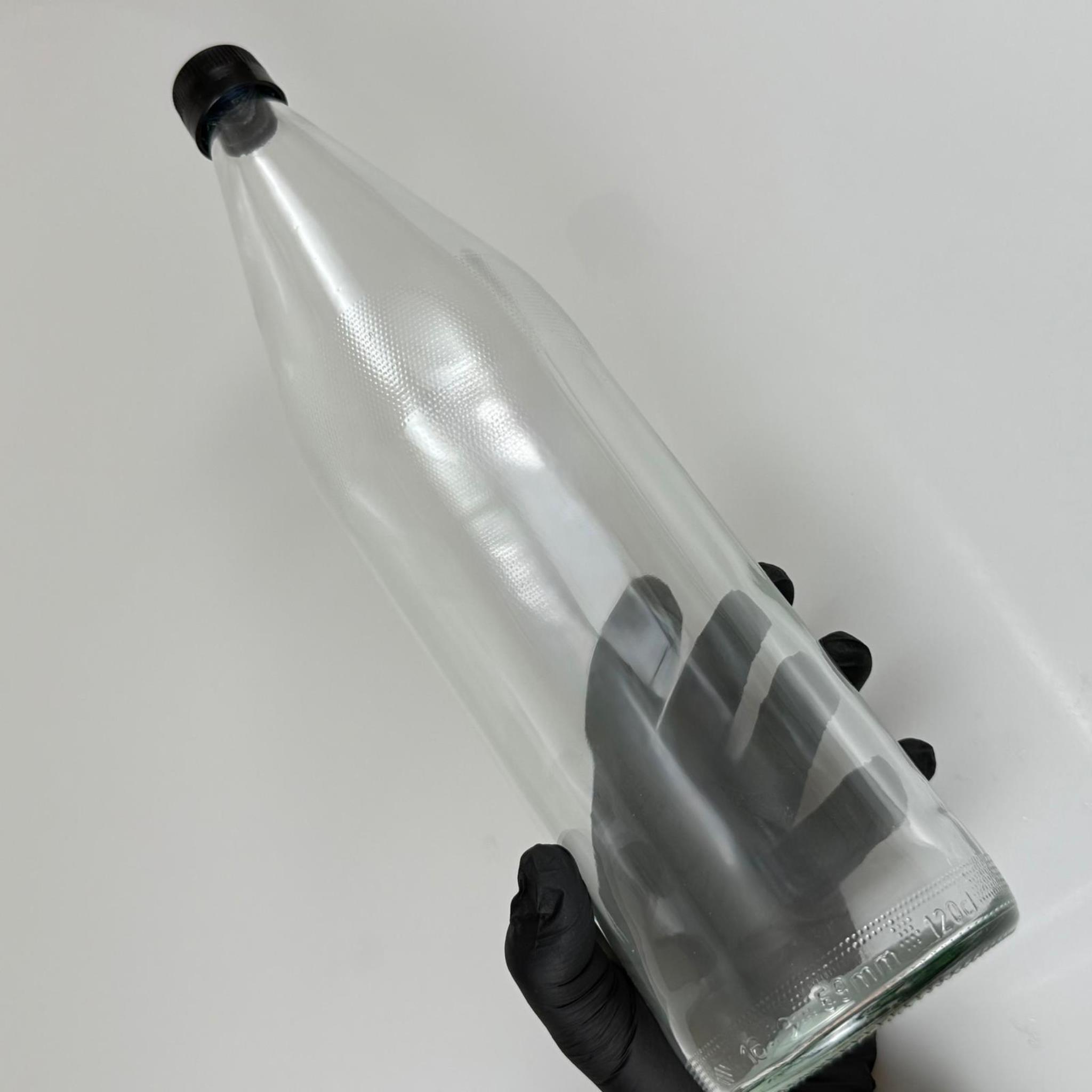 1200 CC CAM ŞİŞE + SİYAH KİLİTLİ KAPAK - 1,2 LT BÜYÜK CAM ŞİŞE