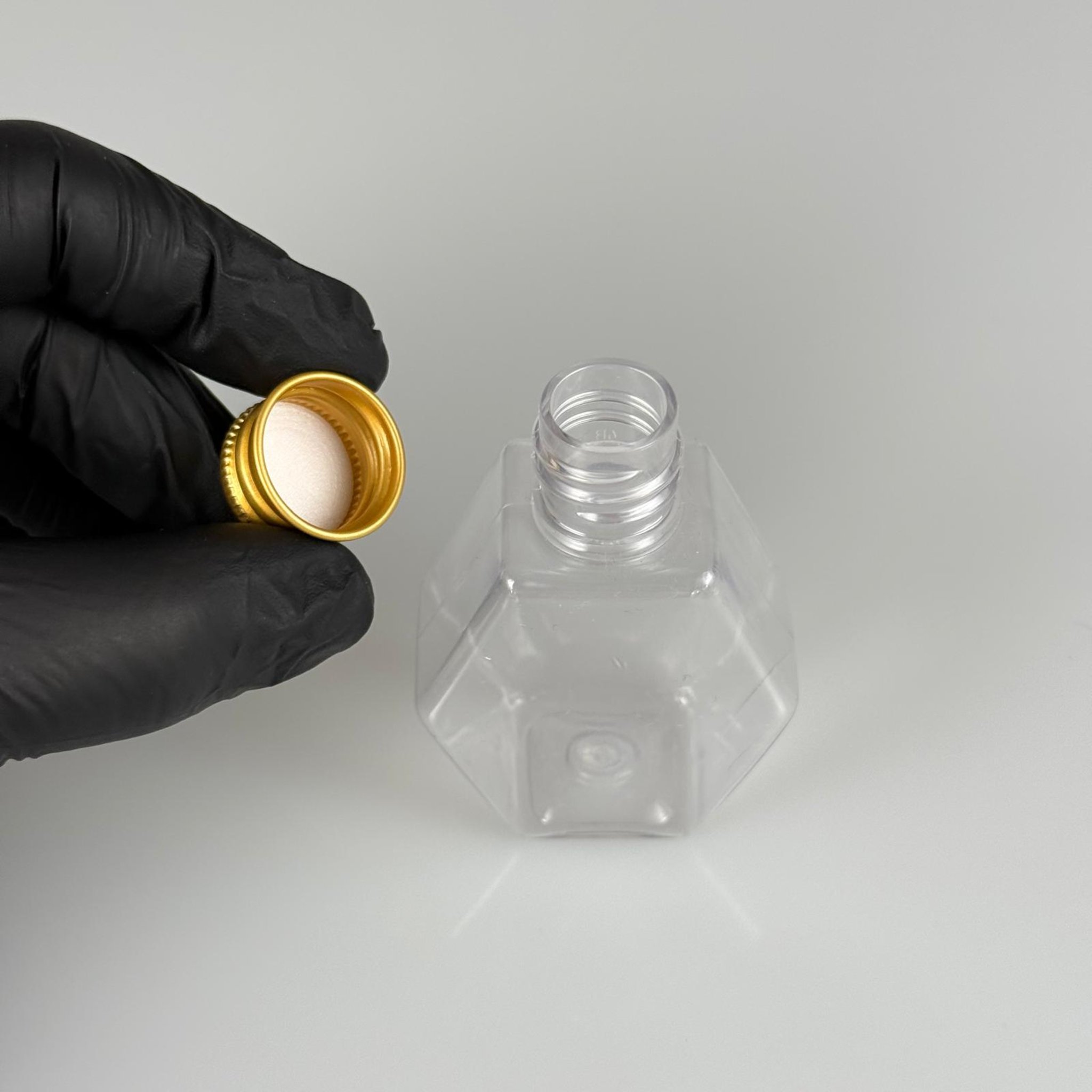 40 CC ALTIGEN PET ŞİŞE - KÖPÜK CONTALI GOLD ALÜMİNYUM METAL KAPAKLI TAKIM - 40 ML ŞEFFAF PET ŞİŞE