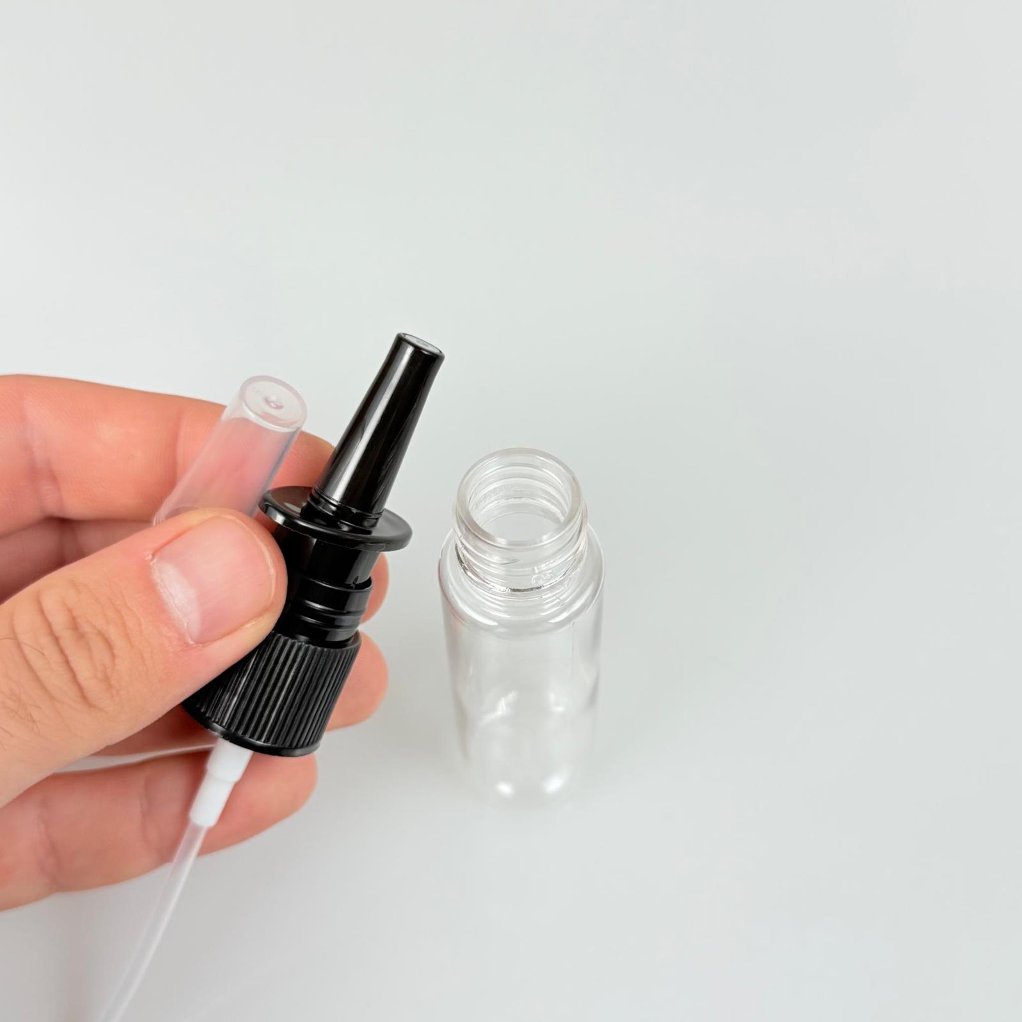 20 CC ŞEFFAF PET ŞİŞE- SİYAH NAZAL BURUN SPREYLİ 20 ML PLASTİK ŞİŞE