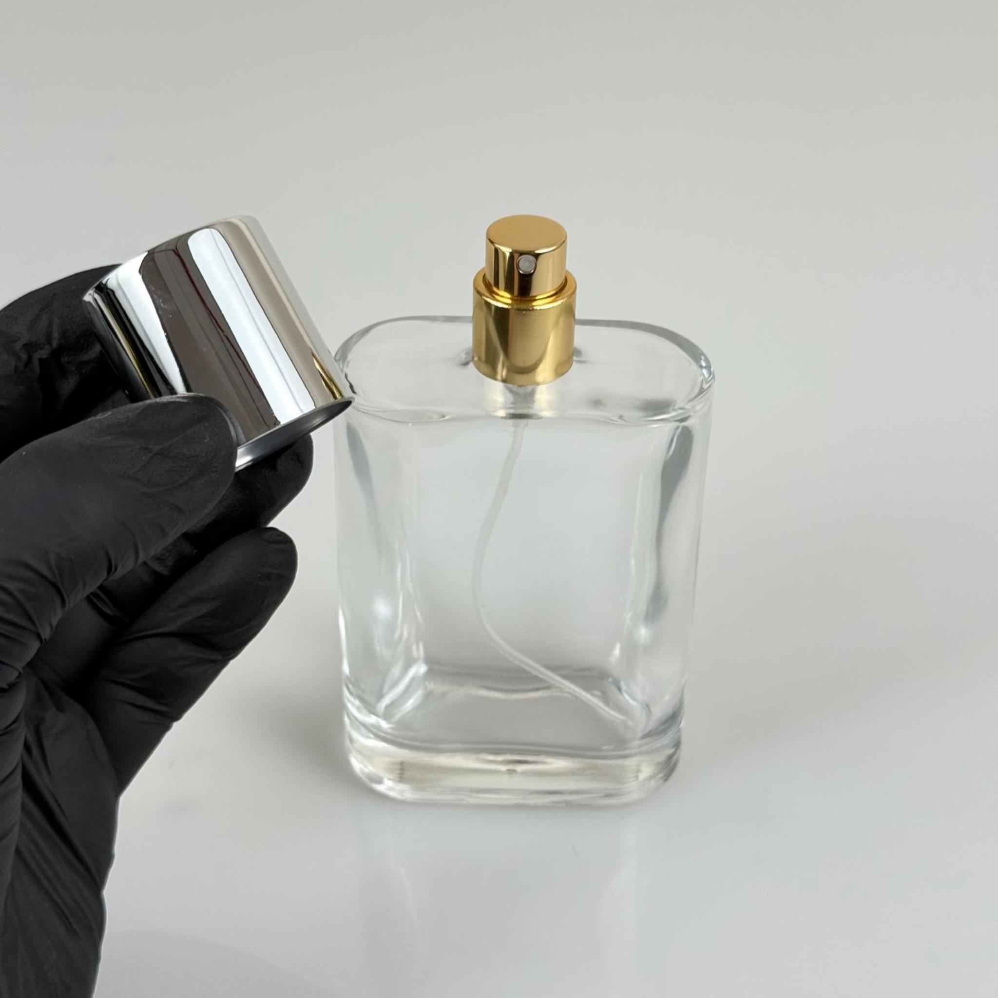 100 ML YASSI MODEL CEO PARFÜM ŞİŞESİ + GOLD METAL SPREYLİ + GÜMÜŞ GENİŞ KAPAKLI (AĞIZ 15 MM GEÇME KOLAY KAPAMA)