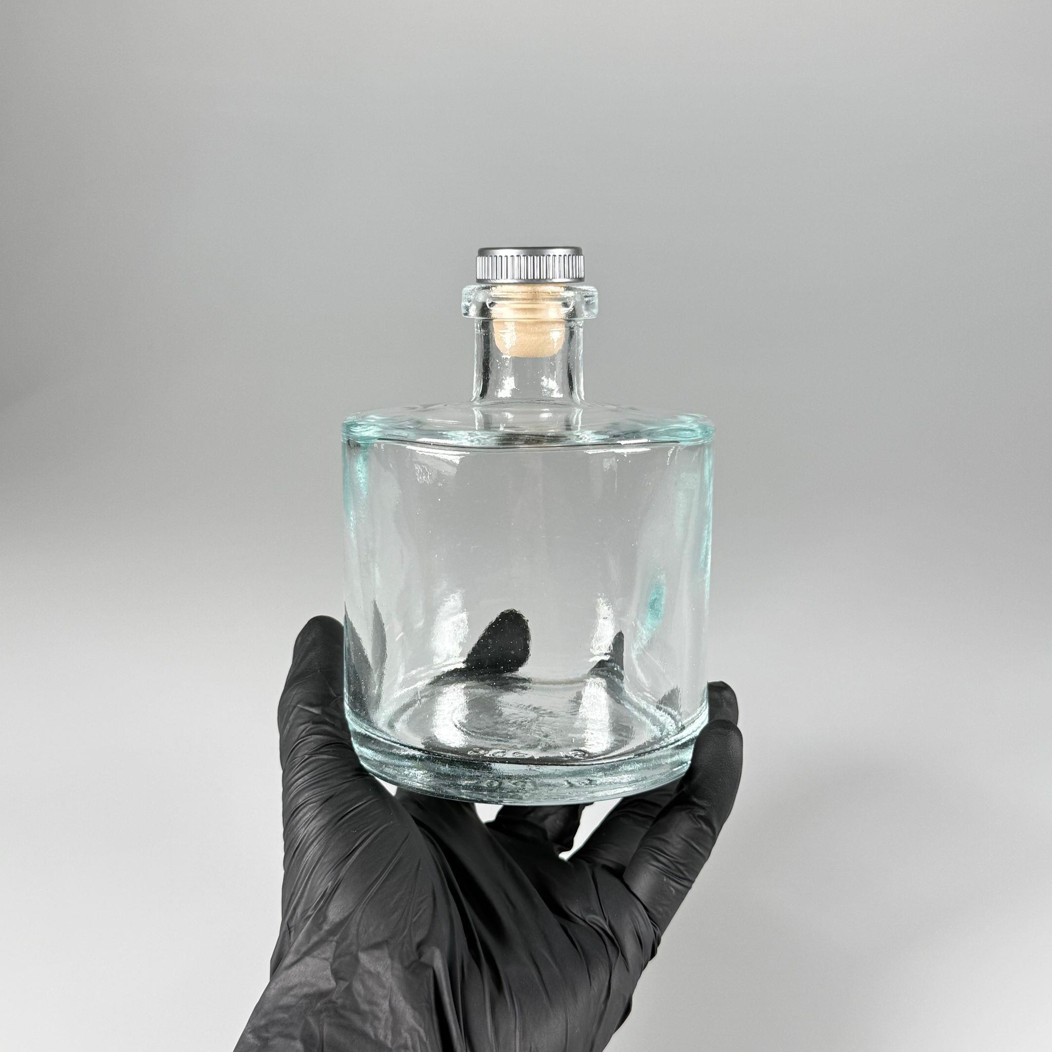 500 CC LÜX ŞİŞE - SİLİNDİR - 500 ML BÜYÜK BOY DİFFUSER ŞİŞE GRİ MANTAR TIPALI