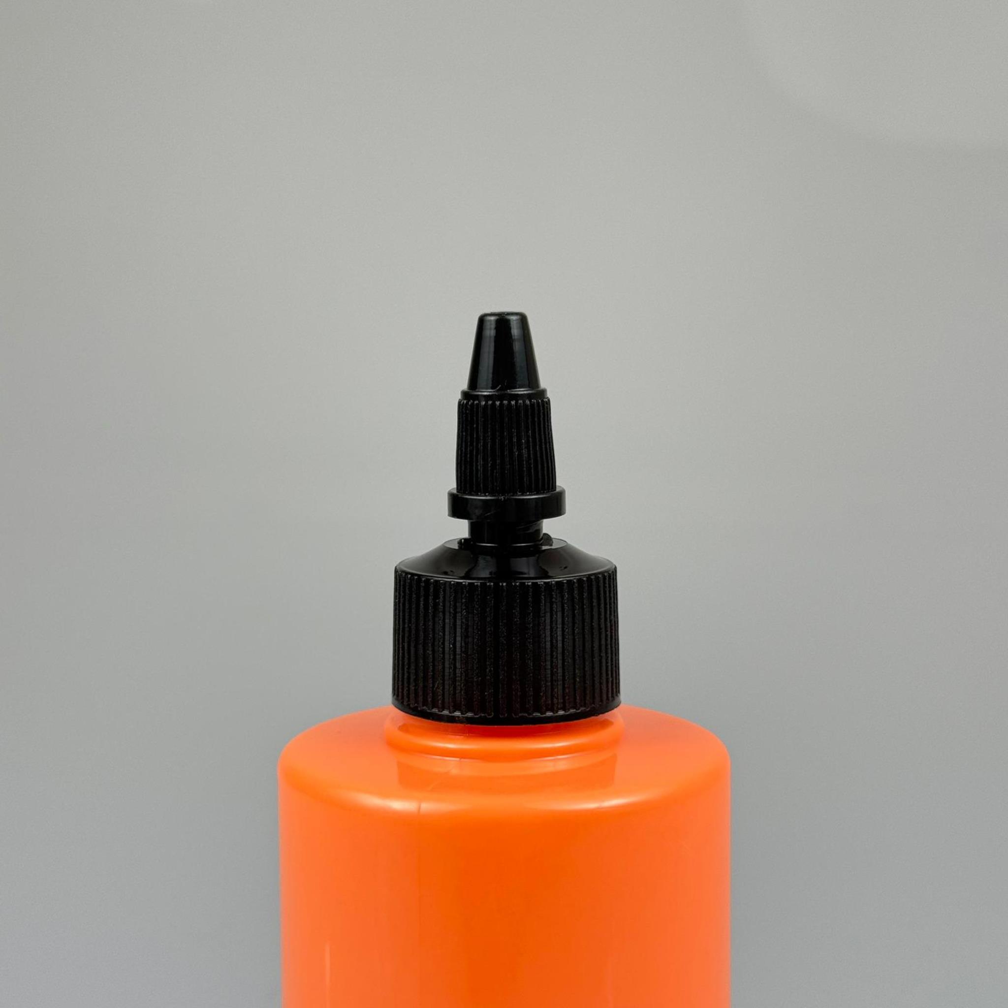 YAĞ, SOS, ACI SOS, SİRKE, SRIRACHA, MÜREKKEP, TUTKAL AKITICI VB BOŞ ŞİŞELERİ - SİYAH SİVRİ TWİST AKITICI KAPAK + 200 ML KÜT TURUNCU SERT PET PLASTİK ŞİŞE TAKIM