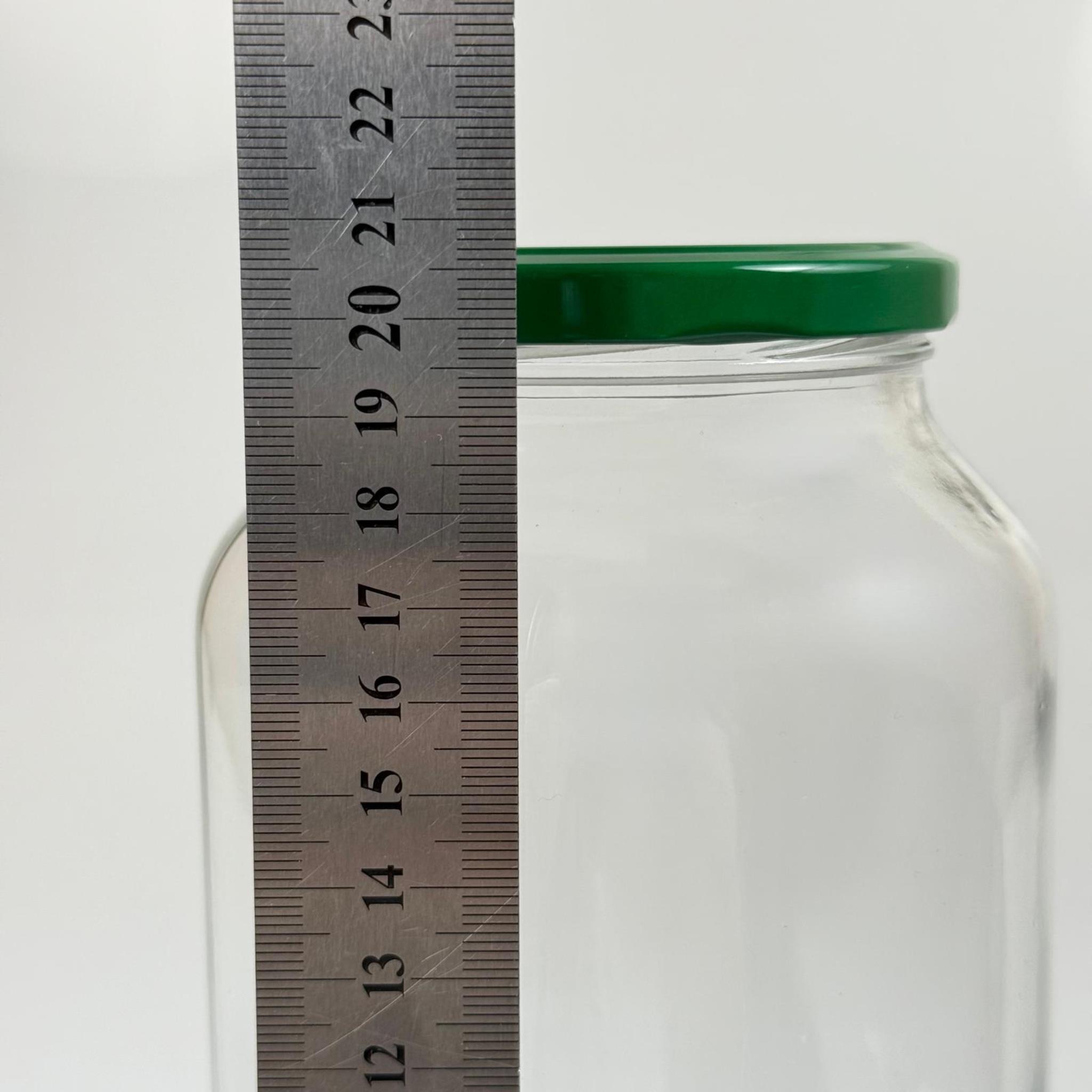 1500 CC CAM KAVANOZ - KOYU YEŞİL METAL KAPAKLI - 1500 ML DAR AĞIZ CAM KAVANOZ