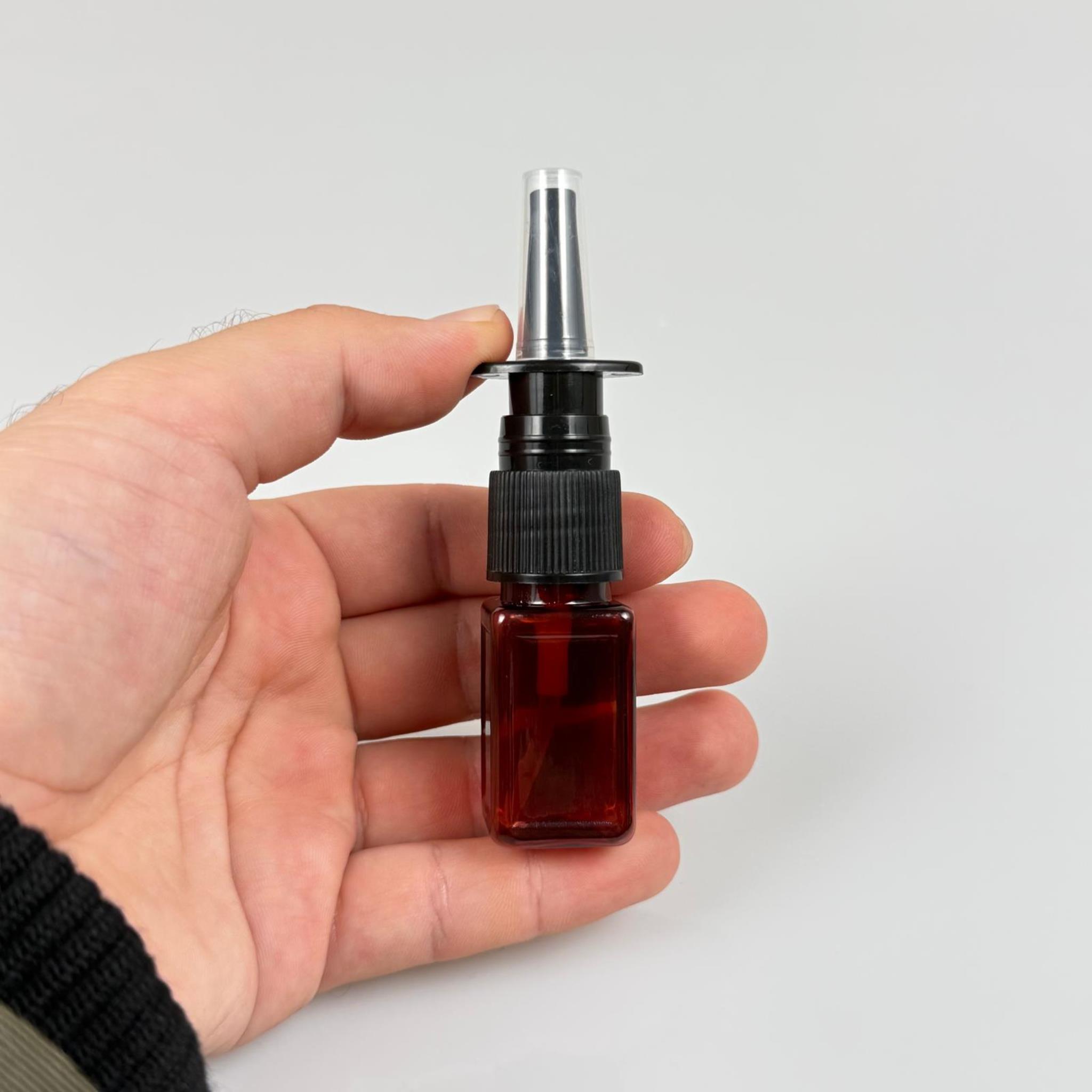 10 CC AMBER KARE PET ŞİŞE- SİYAH NAZAL BURUN SPREYLİ 10 ML PLASTİK ŞİŞE
