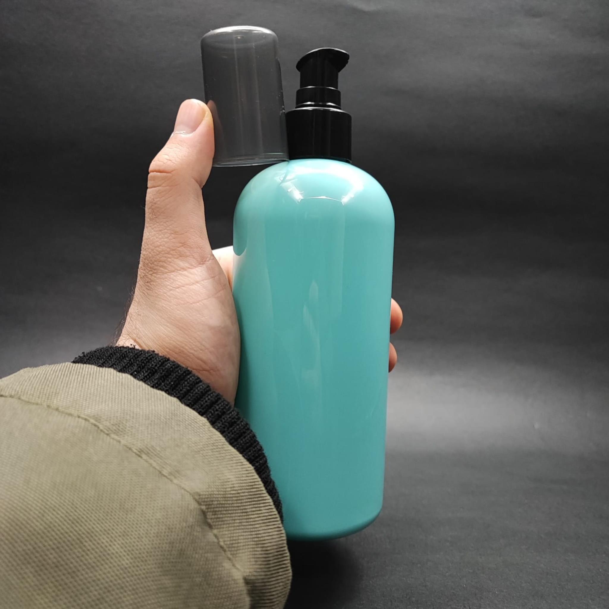400 CC OVAL BOYUNLU SİLİNDİR PET ŞİŞE (30 GR) - SİYAH LOSYON POMPALI - 400 ML PLASTİK ŞİŞE - TURKUAZ