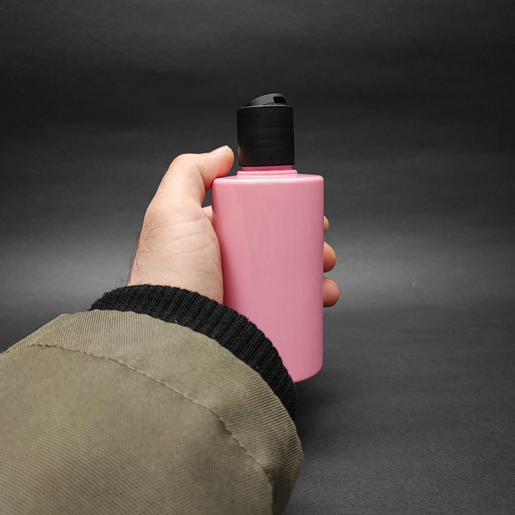 200 CC KÜT BOYUNLU SİLİNDİR PET ŞİŞE (24 GR) - SİYAH DİSKTOP ŞAMPUAN KAPAKLI - 200 ML PLASTİK ŞİŞE - PEMBE