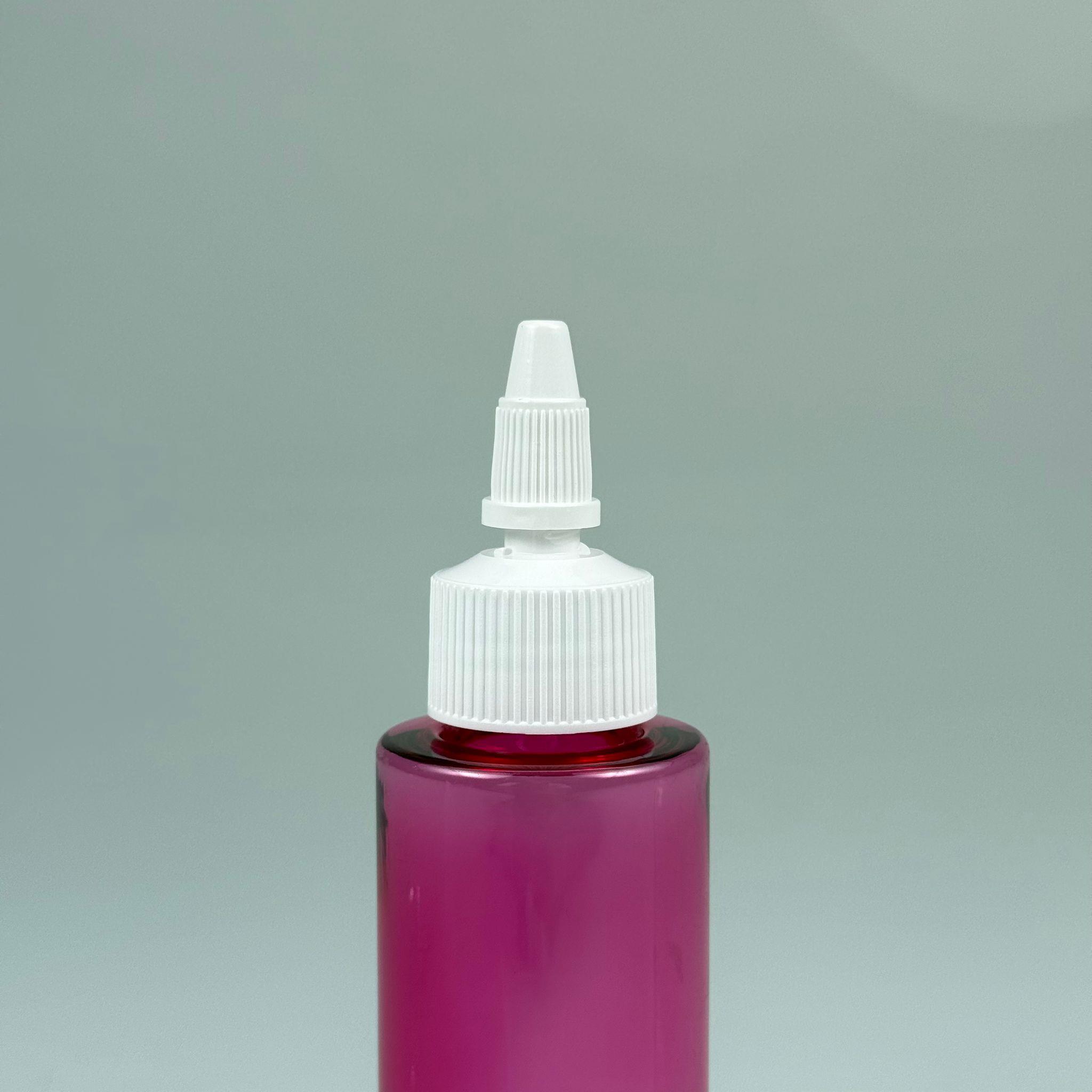 YAĞ, SOS, ACI SOS, SİRKE, SRIRACHA, MÜREKKEP, TUTKAL AKITICI VB BOŞ ŞİŞELERİ - BEYAZ SİVRİ TWİST AKITICI KAPAK + 100 ML KÜT PEMBE SERT PET PLASTİK ŞİŞE TAKIM