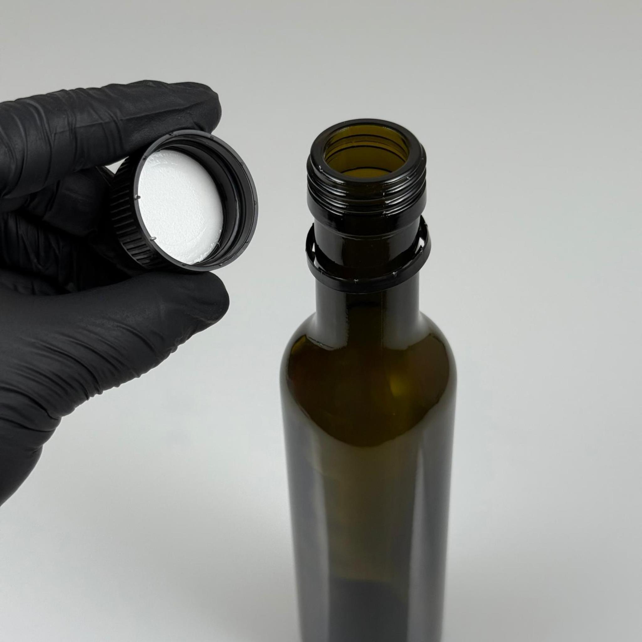 250 CC YEŞİL CESENA MODEL DORİCA CAM ŞİŞE - SİYAH CONTALI KİLİTLİ KAPAKLI - 250 ML CESENA ŞİŞE - YEŞİL