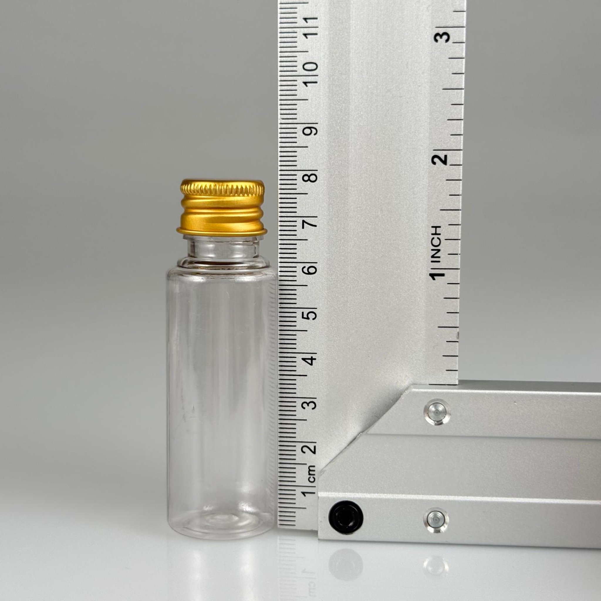 30 CC ŞEFFAF  PET SHOT ŞİŞE - KÖPÜK CONTALI GOLD ALÜMİNYUM METAL KAPAKLI + KÖR TIPALI TAKIM - 30 ML PLASTİK ŞİŞE