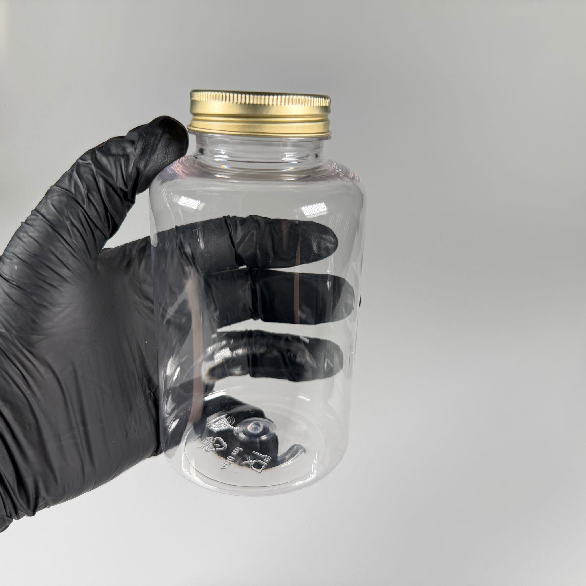 BAHARAT, TOZ, KAHVE, SAHLEP VB MUTFAK DÜZENLEME İÇİN KARE PLASTİK KAVANOZLAR - 400 ML -  RAF DÜZENLEYİCİ GIDAYA UYGUN KÖŞELİ GOLD METAL KAPAKLI ŞEFFAF PET KAVANOZLARI