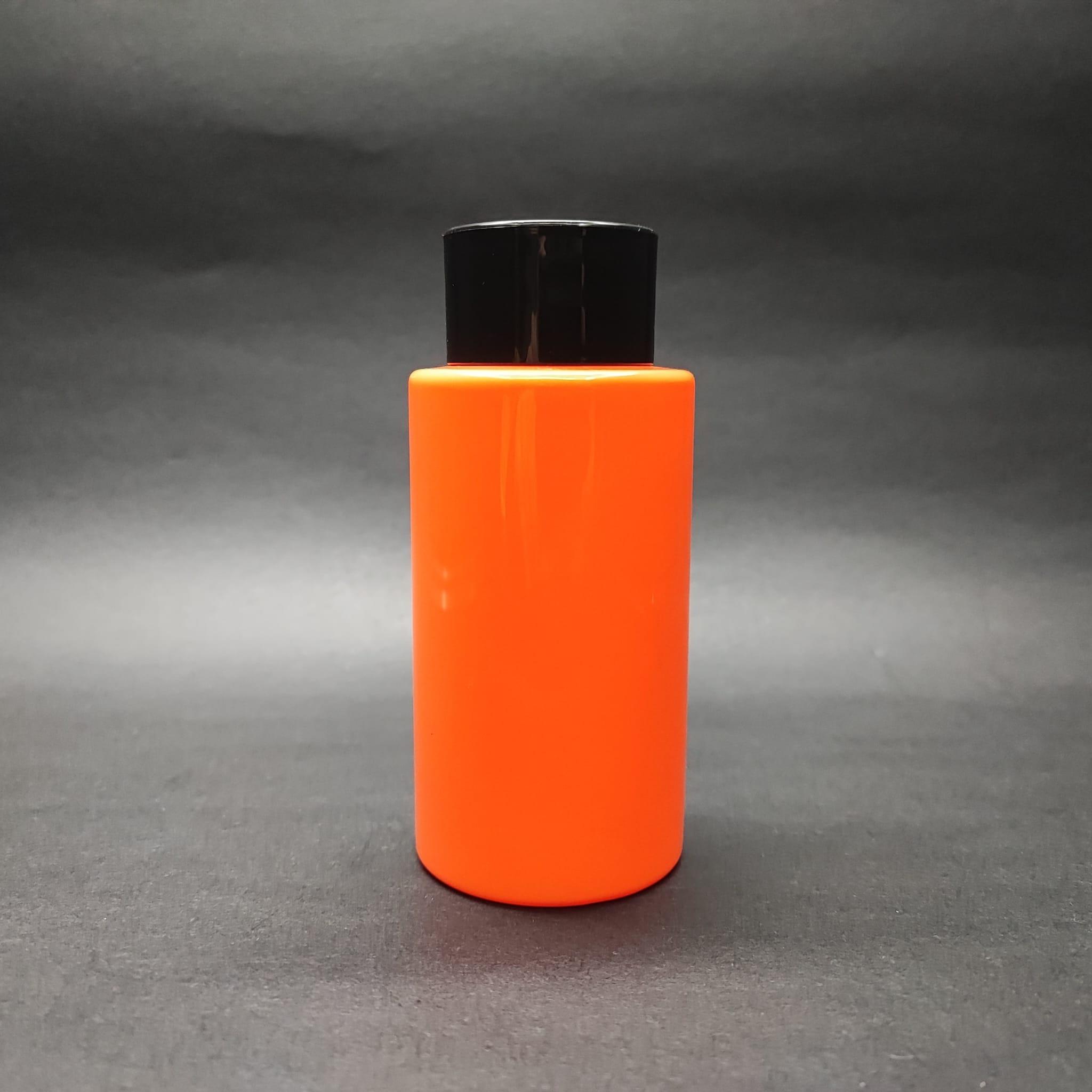 200 CC KÜT BOYUNLU SİLİNDİR PET ŞİŞE (24 GR) - SİYAH KOLONYA LOSYON KAPAK + TIPA - 200 ML PLASTİK ŞİŞE - TURUNCU