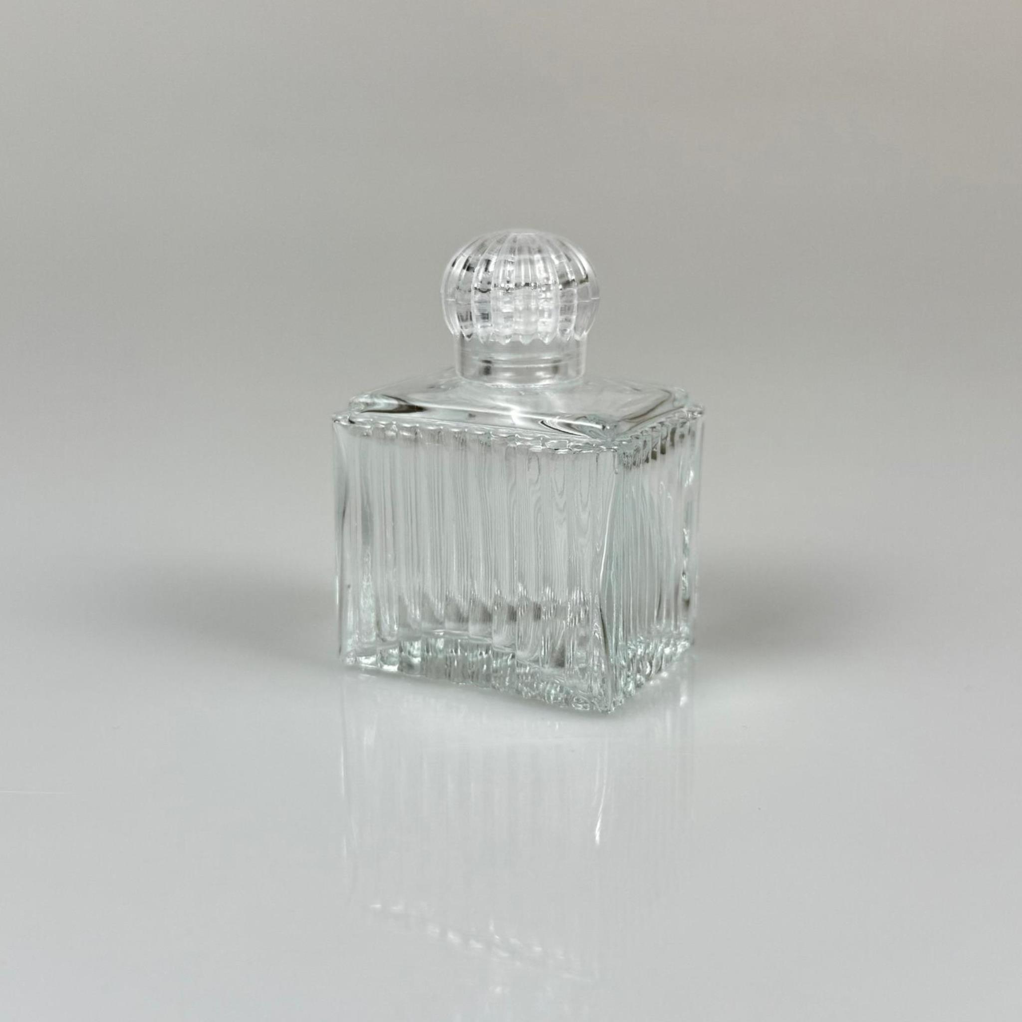 50 CC KÖŞELİ DESENLİ ÇİZGİLİ CAM ŞİŞE - KRİSTAL KAPAKLI KOLONYA TIPALI - 50 ML PRESTİJLİ ŞİŞE