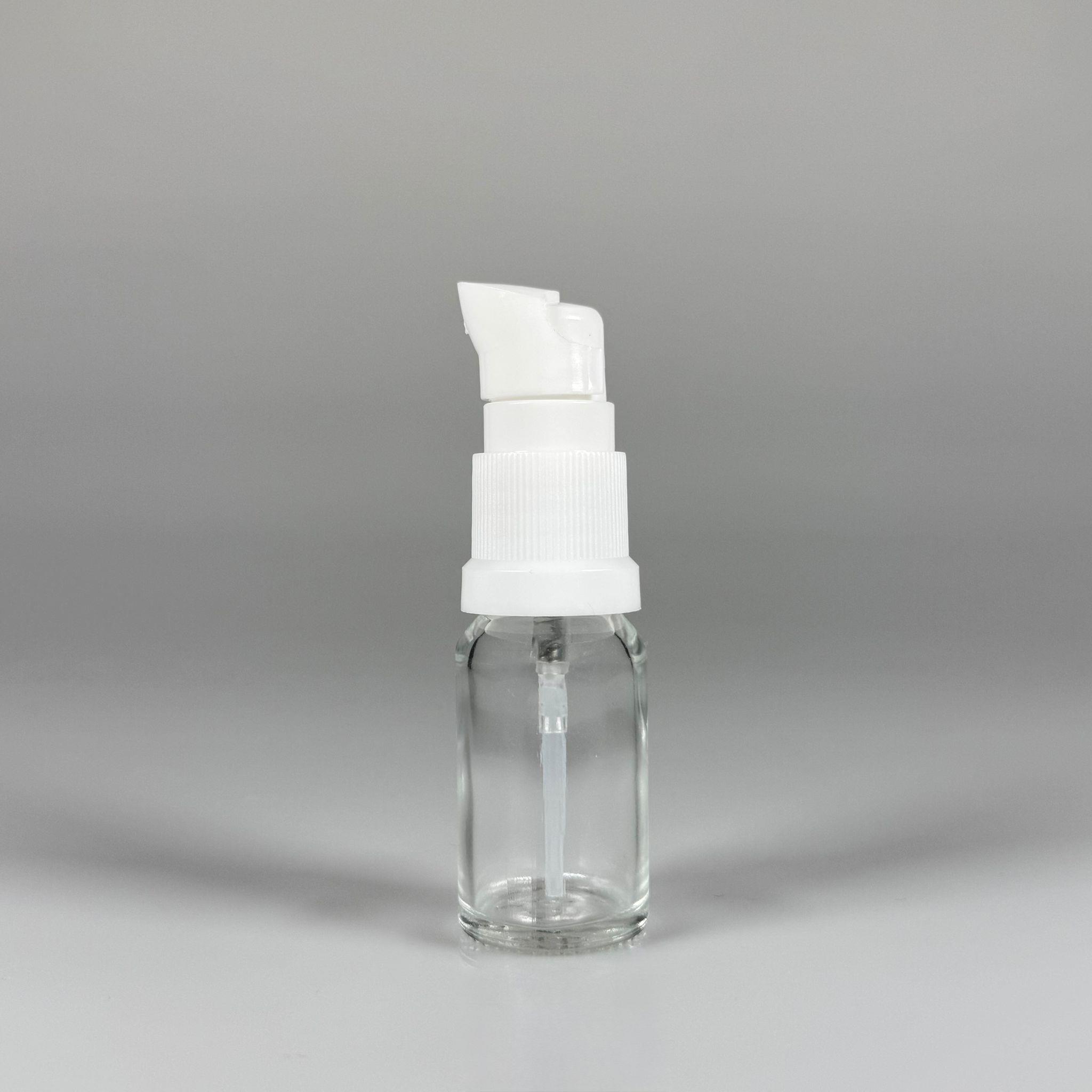 10 CC ŞEFFAF CAM ŞİŞE - SIZDIRMAZ ETEKLİ BEYAZ LOSYON POMPALI TAKIM - 10 ML LOSYON ŞİŞESİ - YAĞ, KREM GİBİ YOĞUN KIVAMLI SIVILAR İÇİN CAM AMBALAJ