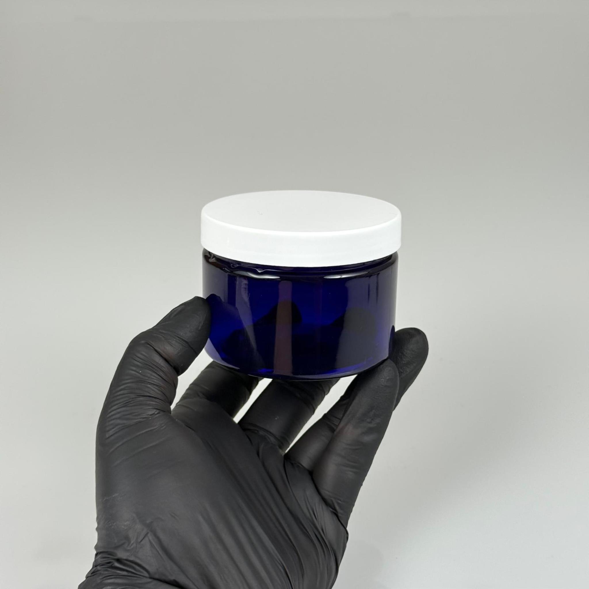 150 ML SERT PET KAVANOZ + BEYAZ PLASTİK KAPAK + İÇ TIPA - 150 CC KALIN MAVİ PLASTİK KAVANOZ BEYAZ PLASTİK KAPAKLI İÇ TIPALI TAKIM - KREM KAVANOZLARI