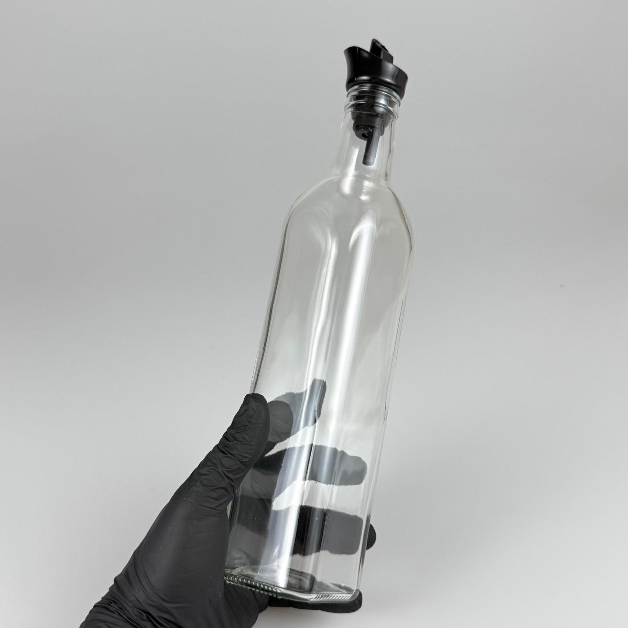 Akıtmaz Kapaklı Şık Cam Yağlık – Zeytinyağı ve Sirke İçin - Restoran Tipi 500 ML Şeffaf Maraska Kare Yağdanlık Siyah Akıtıcı Başlıklı EKO