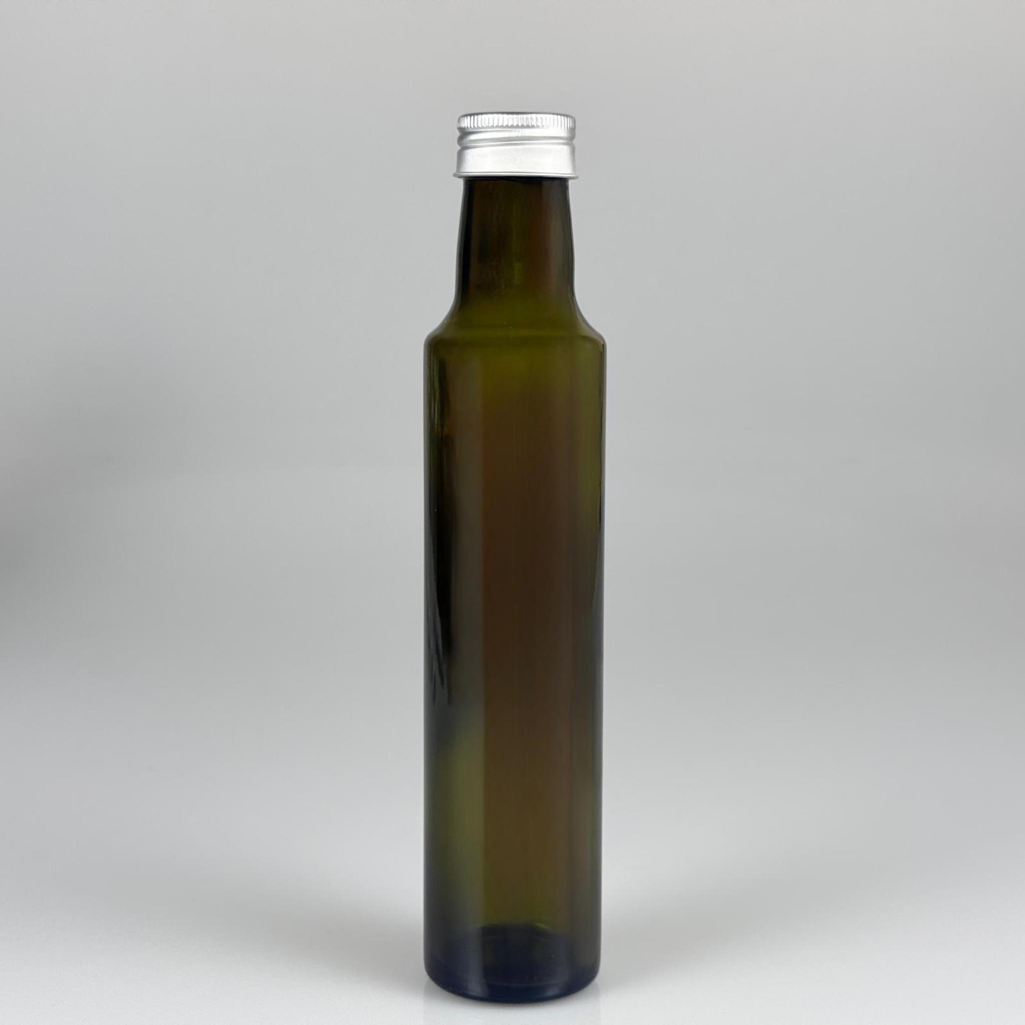 250 CC YEŞİL DORİKA CAM ŞİŞE - GÜMÜŞ METAL ALÜMİNYUM KAPAKLI - 250 ML DORİKA YAĞ ŞİŞESİ - SİRKE ŞİŞESİ