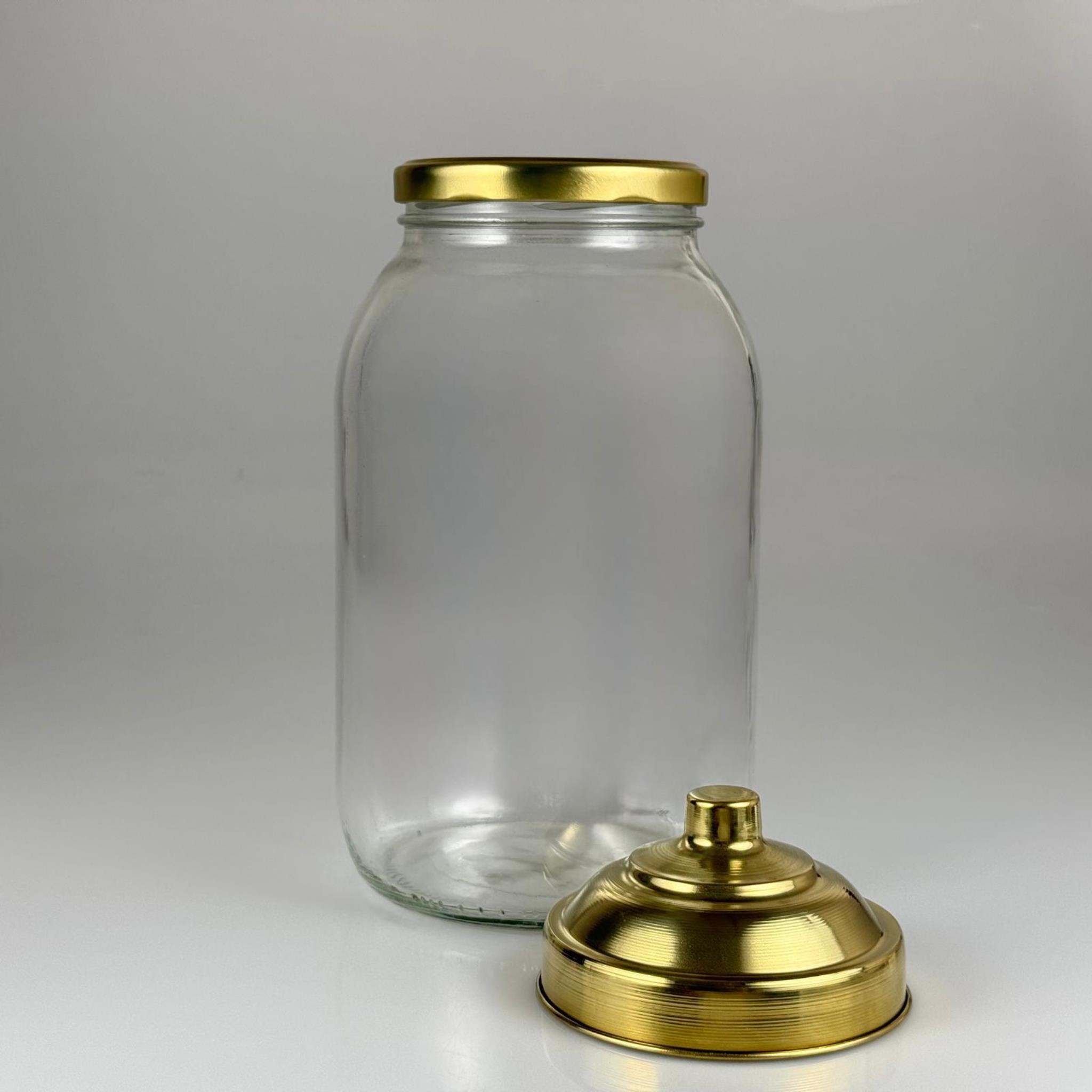 AKTAR, BAKKALİYE, TEŞHİR İÇİN NOSTALJİ PİRİNÇ KAPAKLI CAM KAVANOZ - 3000 ML