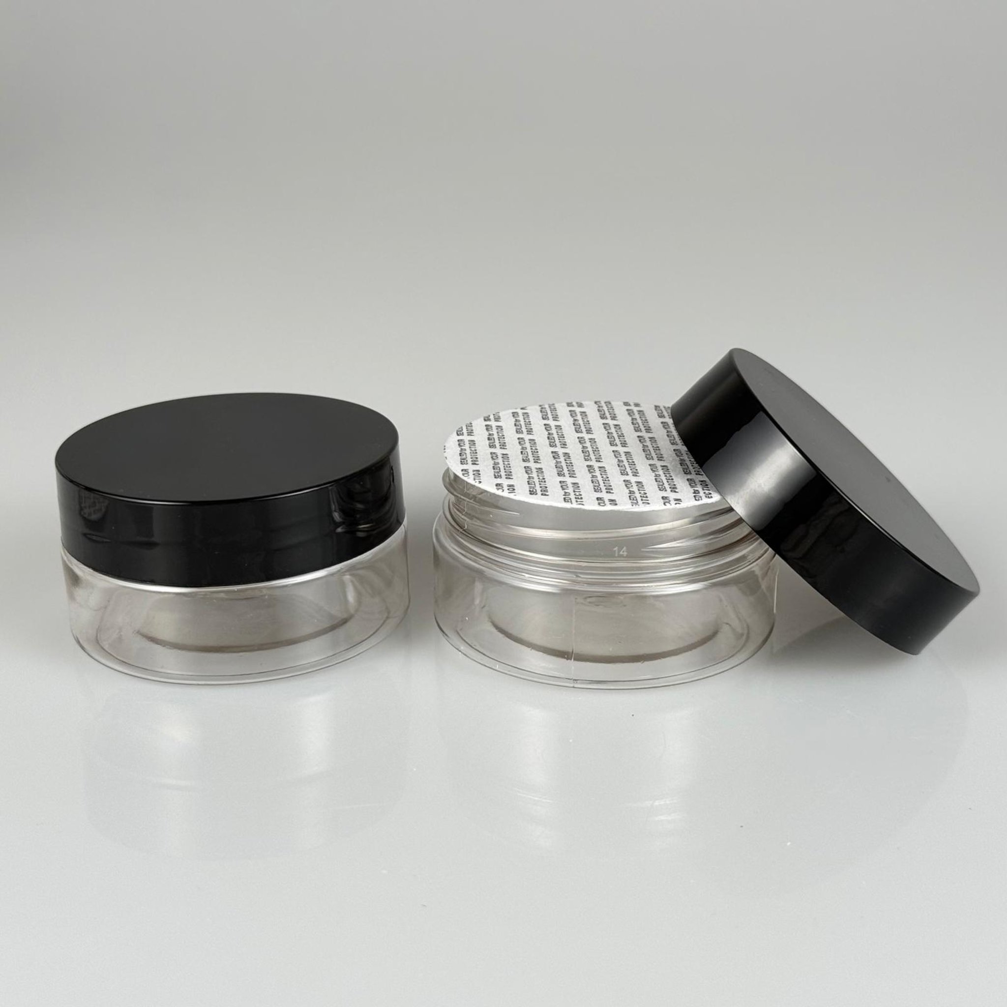 50 CC PET KAVANOZ- SİYAH KAPAKLI + KENDİNDEN YAPIŞKANLI CONTALI (SIZDIRMAZLIK SAĞLAR) - 50 ML PLASTİK KAVANOZ - KREM KAVANOZU