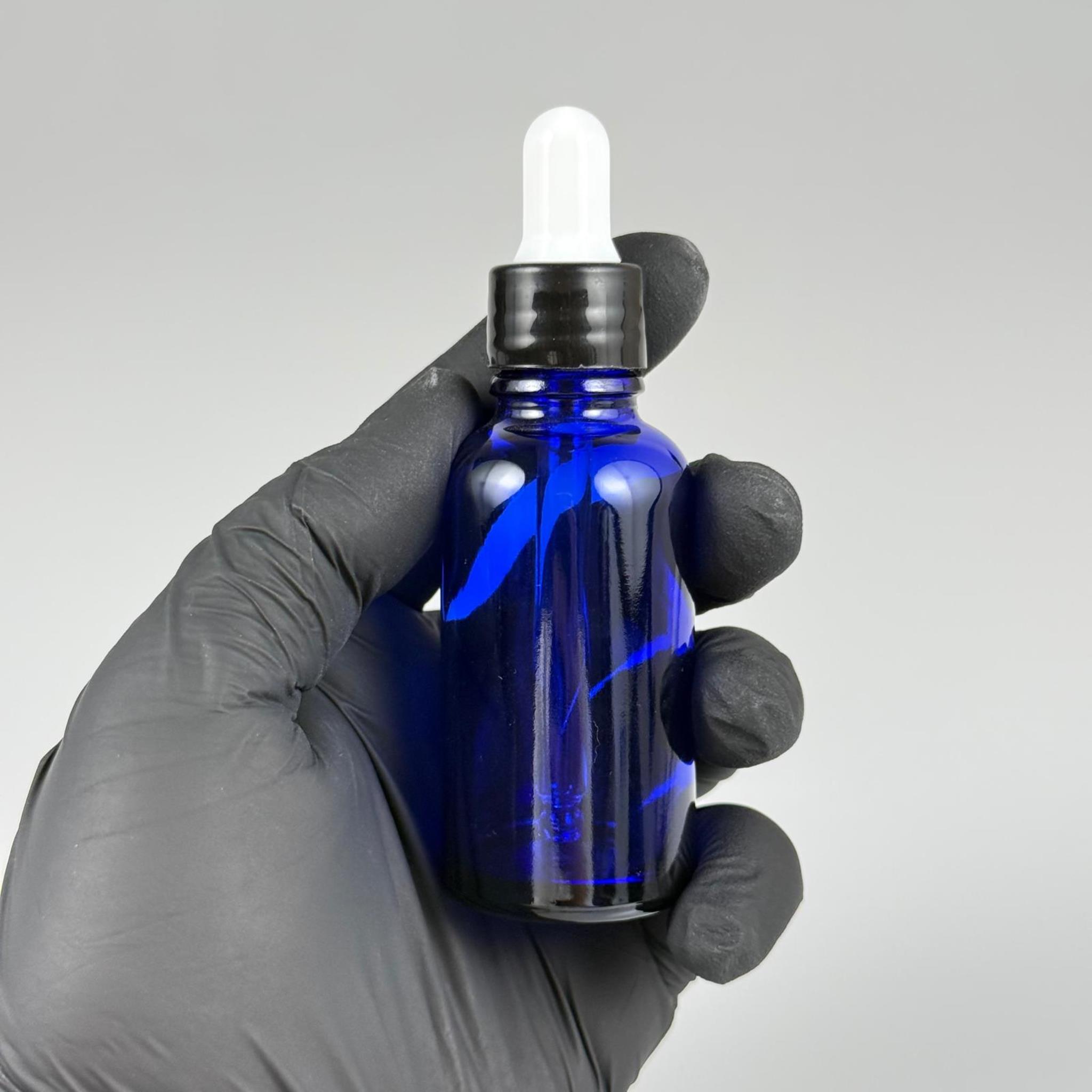30 CC MAVİ CAM DAMLALIKLI ŞİŞE - BEYAZ EMZİK + SİYAH DÜZ KAPAK + CAM PİPET TAKIM - 30 ML DAMLALIKLI ŞİŞE SETİ