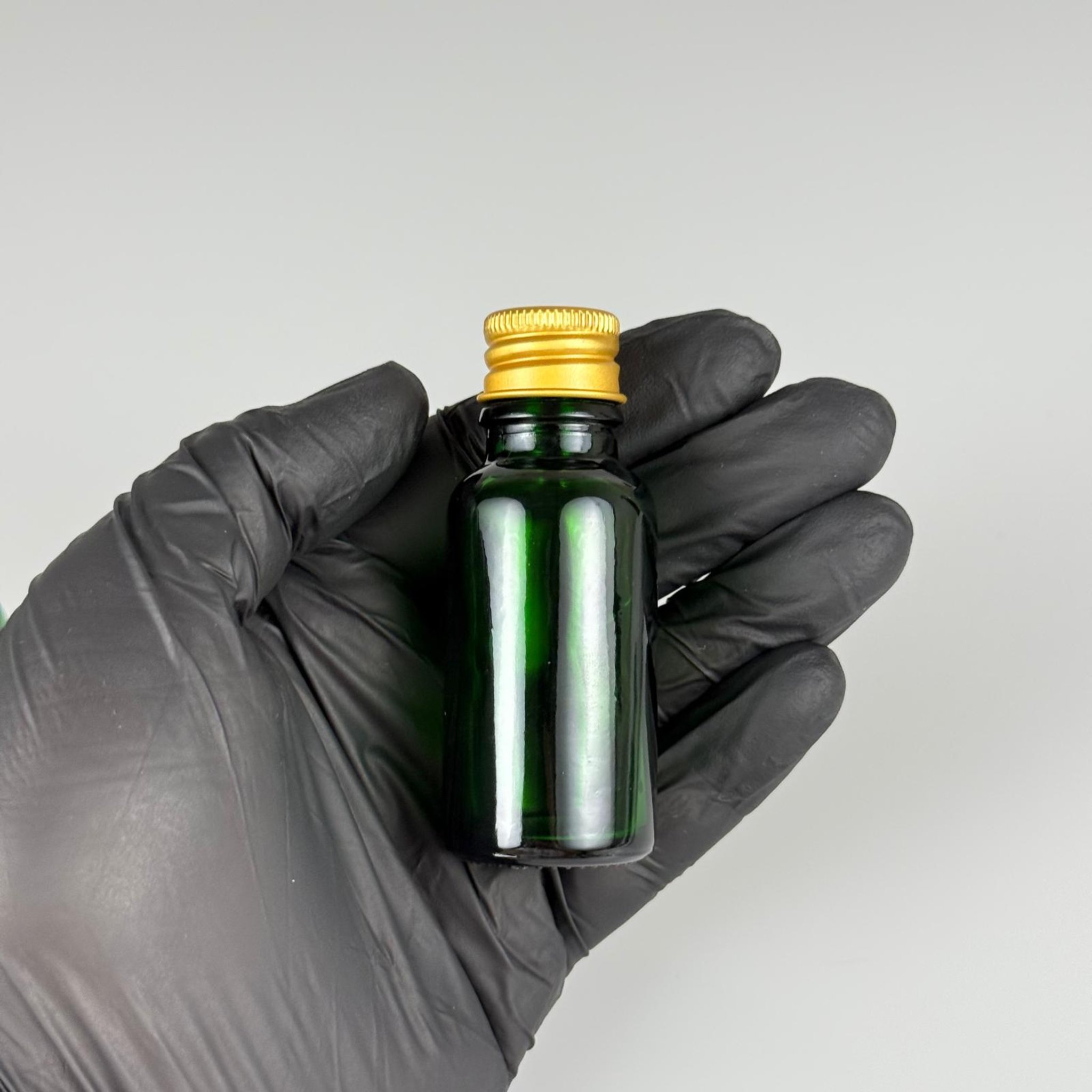 20 CC YEŞİL CAM ŞİŞE + KÖPÜK CONTALI GOLD ALÜMİNYUM METAL KAPAKLI + KOLONYA TIPALI TAKIM - 20 ML YEŞİL CAM ŞİŞE