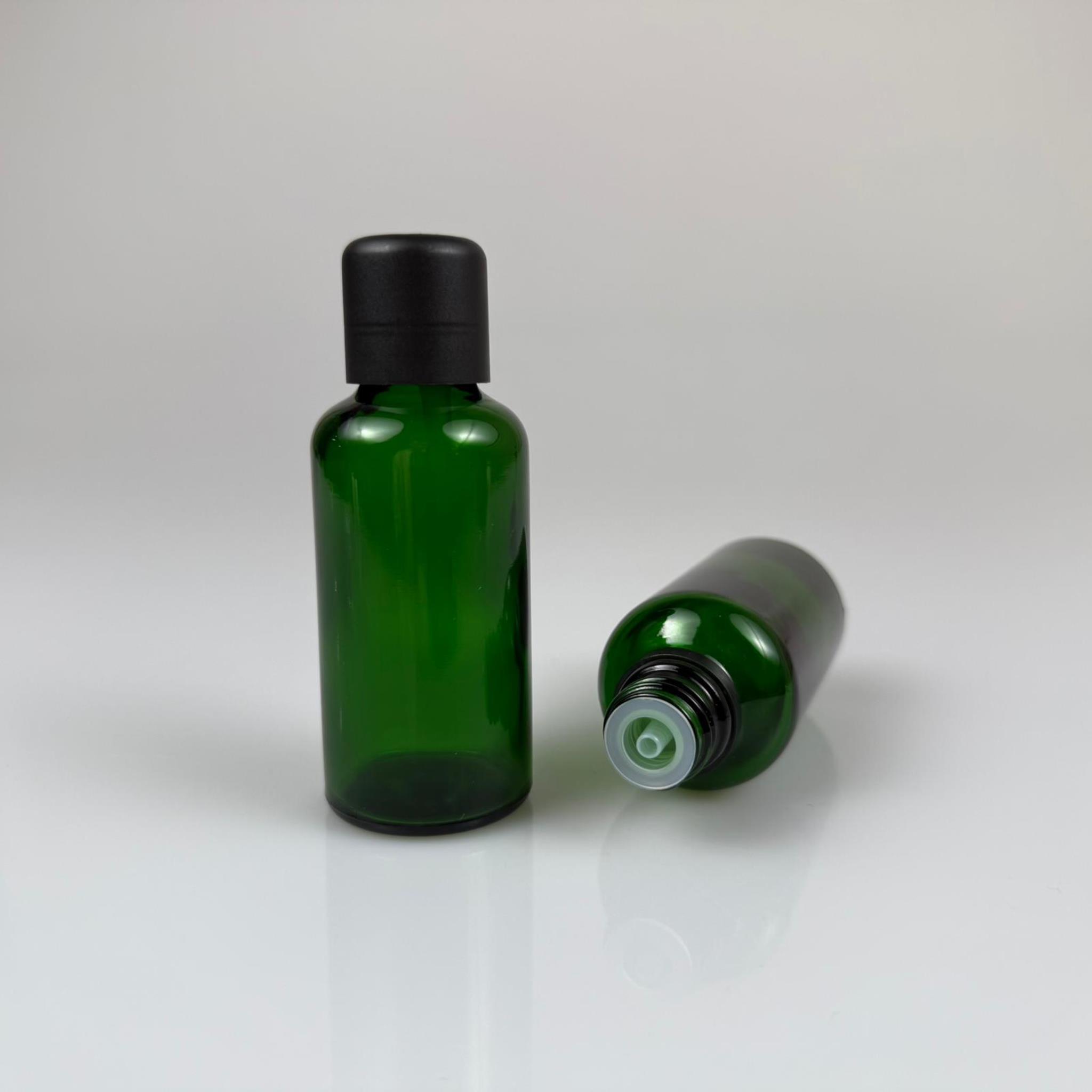 50 CC YEŞİL CAM ŞİŞE + İÇTEN DAMLALIKLI ÇOCUK KİLİTLİ SİYAH KAPAK - YEŞİL 50 ML KİLİT KAPAKLI DAMLATMALI ŞİŞE