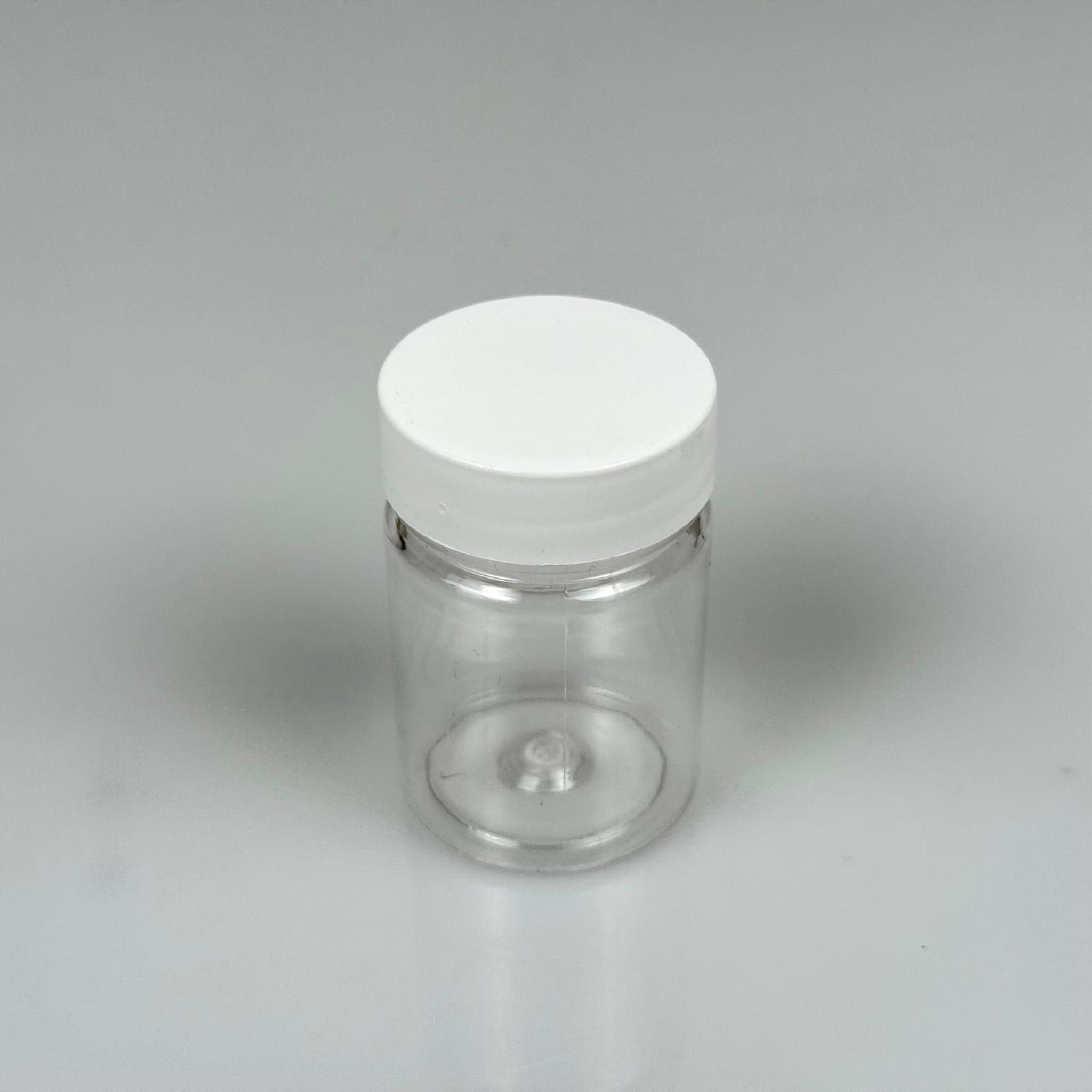 50 CC PET ŞİŞE GENİŞ AĞIZLI - BEYAZ KAPAKLI - 50 ML PLASTİK NUMUNE KAVANOZU, MİNİ TABLET KAVANOZU