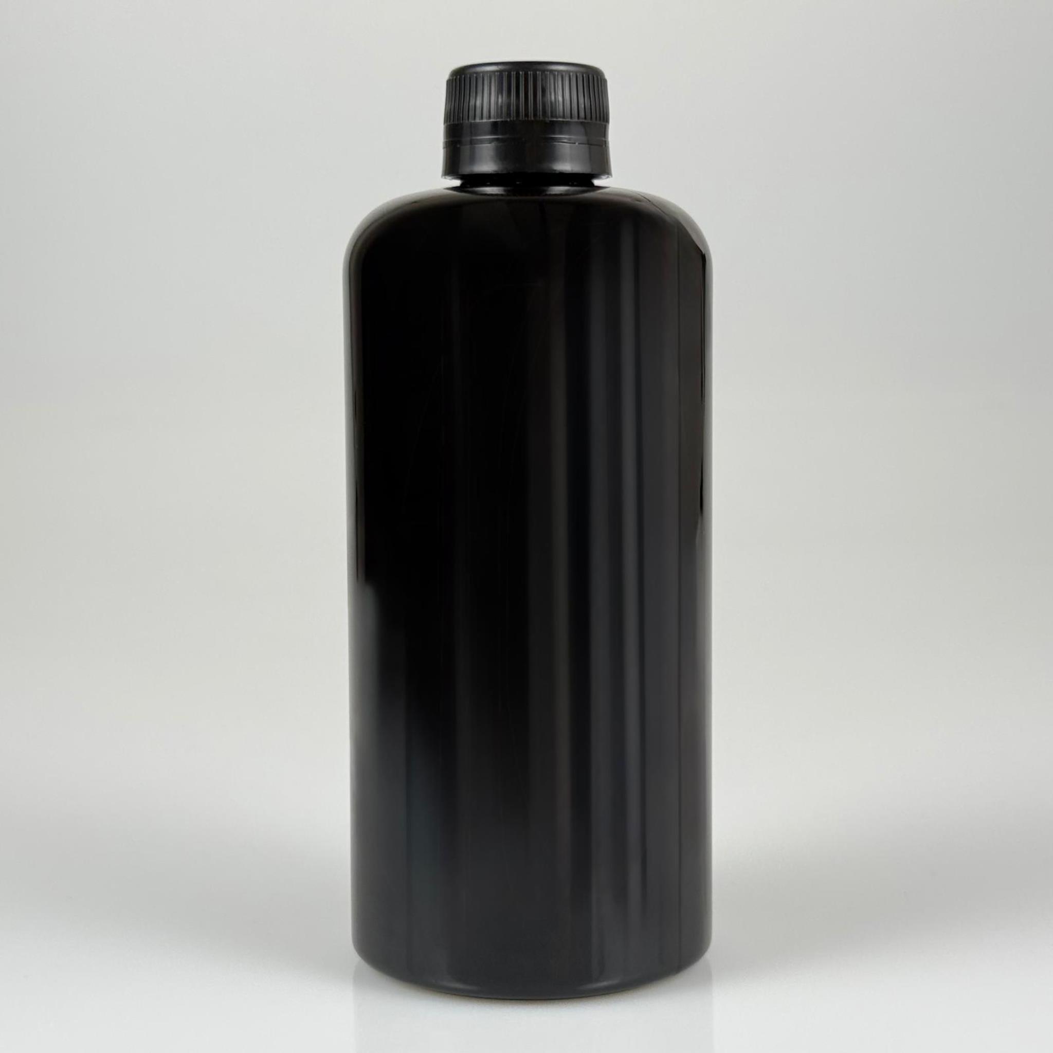 500 CC SİYAH UZUN SİLİNDİR PET ŞİŞE KALIN (26 GR) - SİYAH KİLİTLİ CONTALI KAPAKLI - 28 AĞIZ - 500 ML PET ŞİŞE