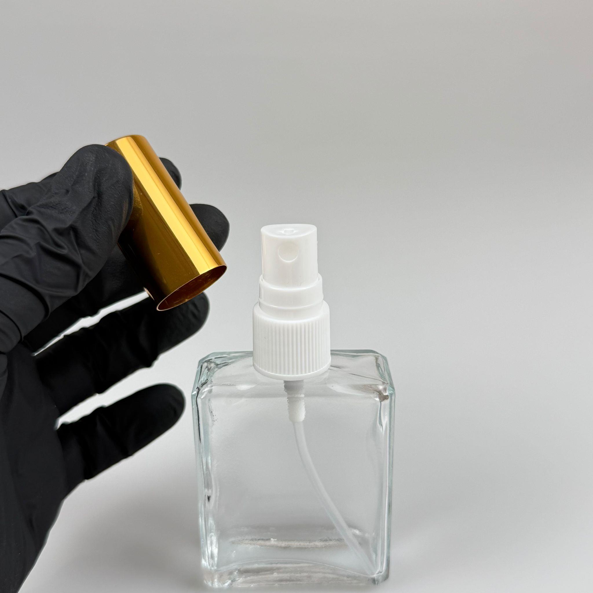 40 CC YASSI DİKDÖRTGEN KISA CAM ŞİŞE - VİDALI GOLD SPREYLİ PARFÜM KOLONYA ŞİŞESİ TAKIM - 40 ML PRESTİJLİ ŞİŞE
