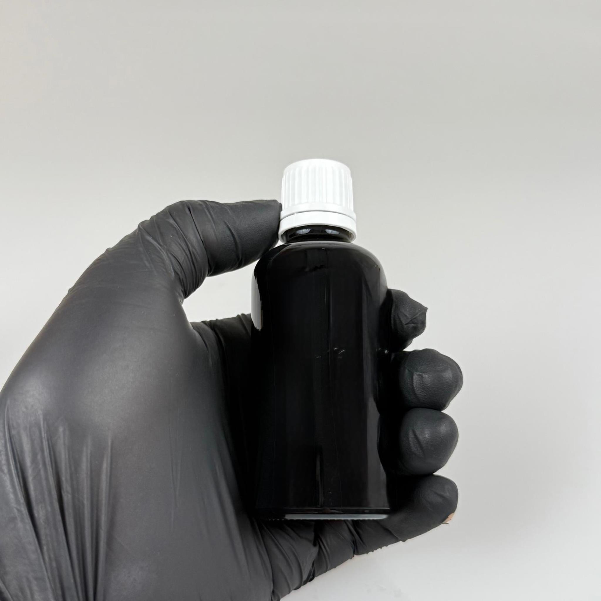50 CC SİYAH BEYAZ KİLİT KAPAKLI - KÖR TIPALI CAM ŞİŞE - 50 ML SİYAH KİLİTLİ KAPAKLI KÖR TIPALI CAM ŞİŞE