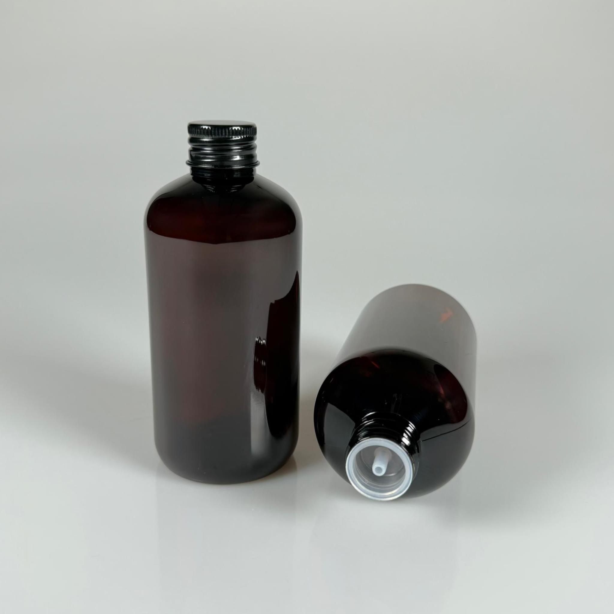 250 CC AMBER ŞİŞE - SİYAH METAL KAPAKLI + KOLONYA TIPALI - 250 ML PLASTİK KOLONYA ŞİŞESİ - ZEYNEP MODEL PET ŞİŞE