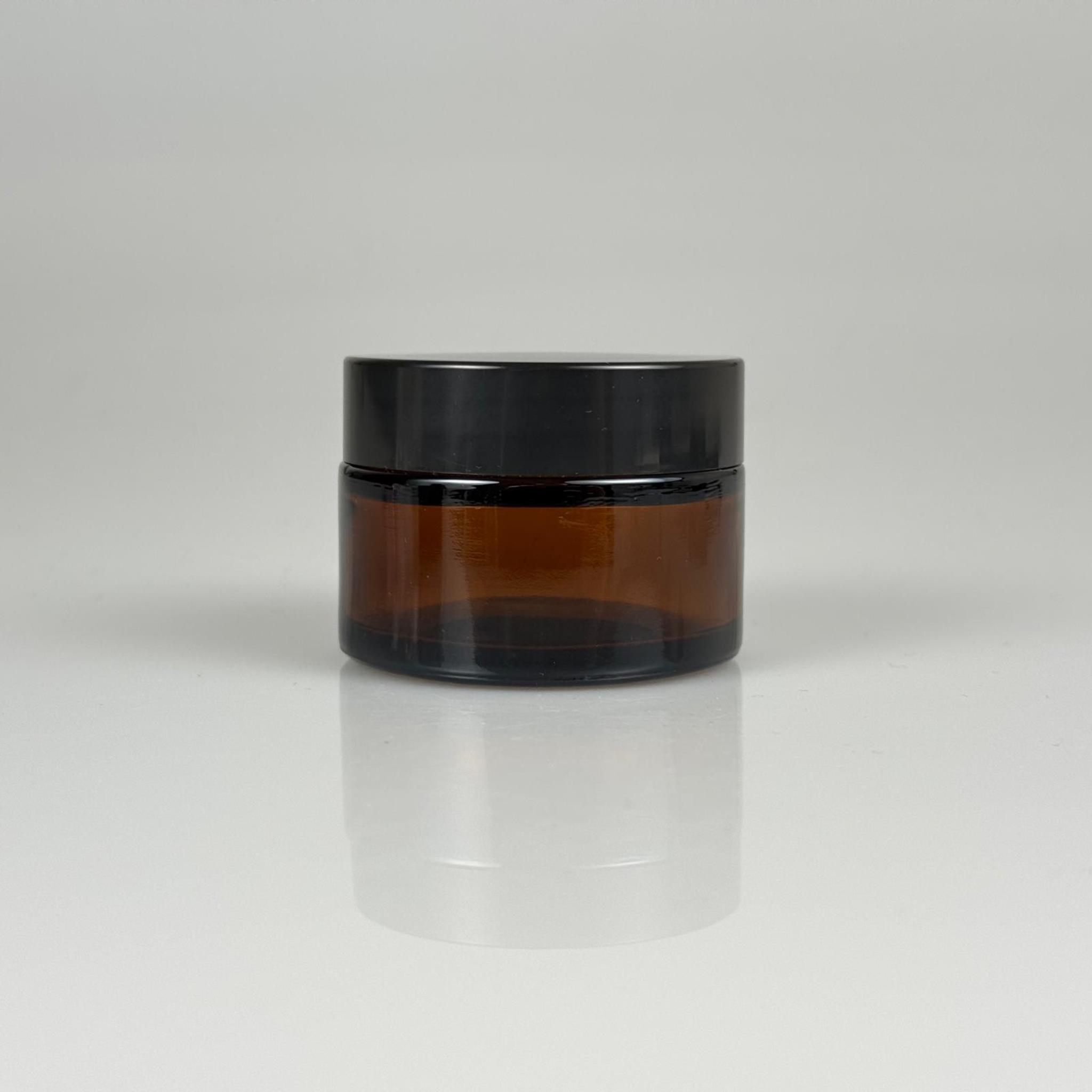 30 CC AMBER CAM KREM KAVANOZU + SİYAH KAPAK + İÇ TIPA - 30 ML Kozmetik ve Bakım Ürünleri İçin Cam Kavanozları
