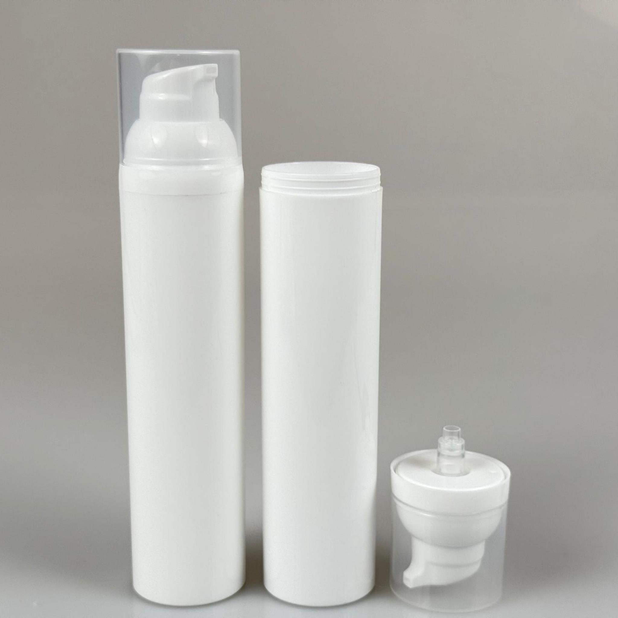 BOŞ KREM VE LOSYON ŞİŞESİ 100 ML BOŞ AİRLESS ŞİŞE - HAVASIZ POMPALI BEYAZ AİRLESS ASANSÖR ŞİŞE - GÜNEŞ KREMİ , TONİK VB AMBALAJI