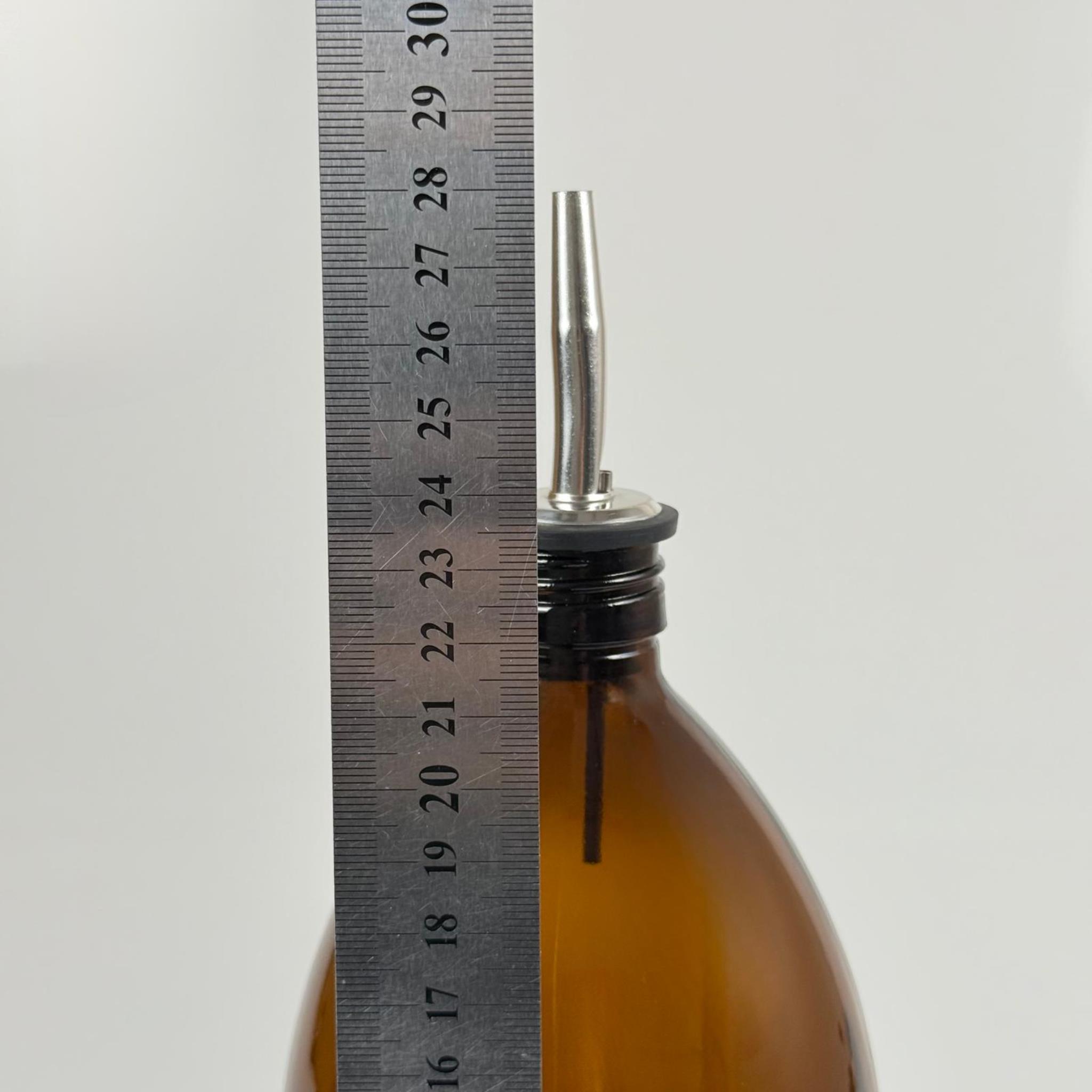 1000 CC AMBER TOMBUL ÖZEL SERİ CAM ŞİŞE - ÇELİK YAĞDANLIK TIPALI - 1000 ML CAM ECZA ŞİŞESİ - KAHVERENGİ