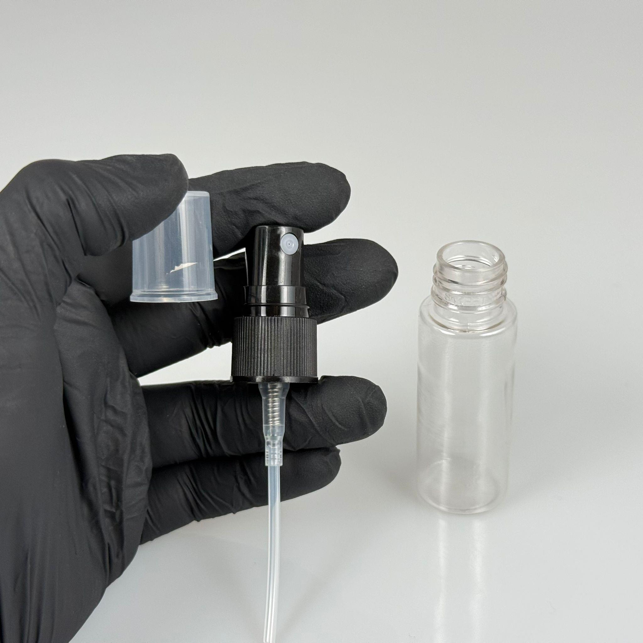 20 CC ŞEFFAF PET ŞİŞE - SİYAH SPREYLİ TESTER 20 ML PLASTİK ŞİŞE