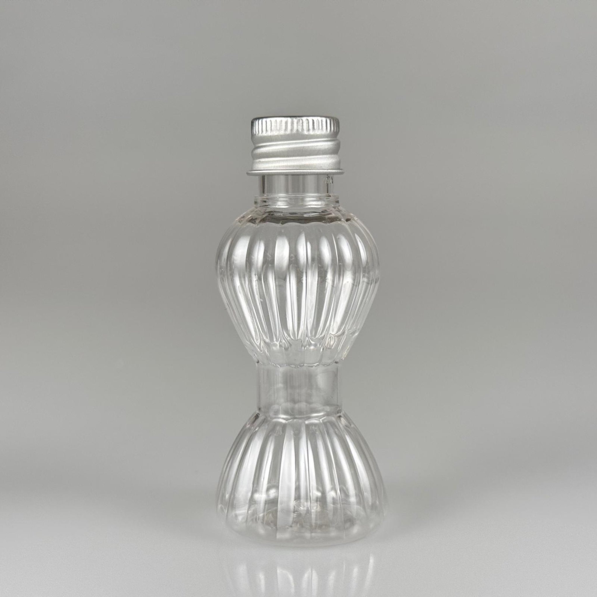 40 CC MİNİ PIRLANTA ŞİŞE + KÖPÜK CONTALI GÜMÜŞ ALÜMİNYUM METAL KAPAKLI TAKIM - 40 ML CAMPET ŞİŞE