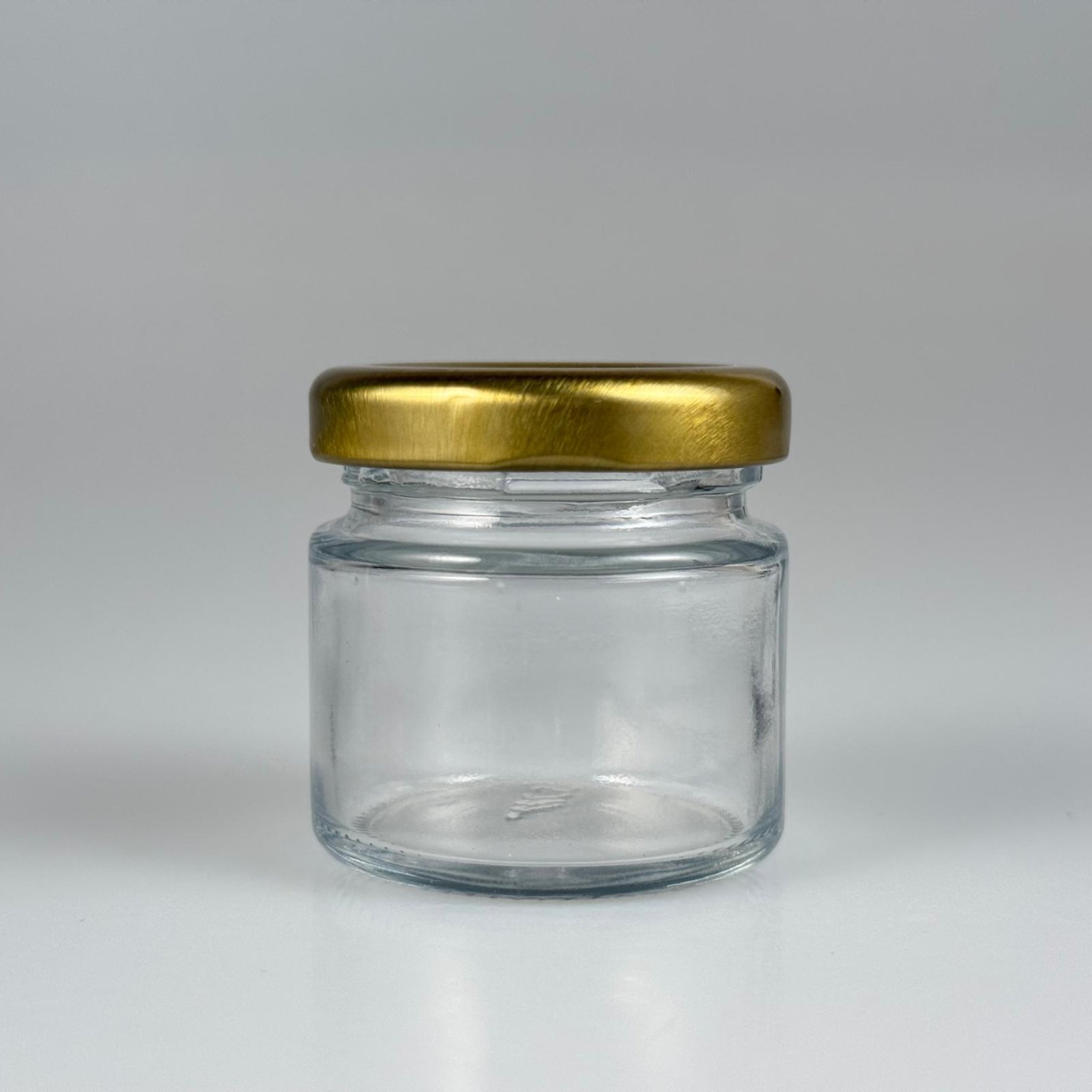 41 CC KÜT BOYUNLU CAM KAVANOZ - GOLD METAL KAPAKLI - 41 ML CAM KAVANOZ