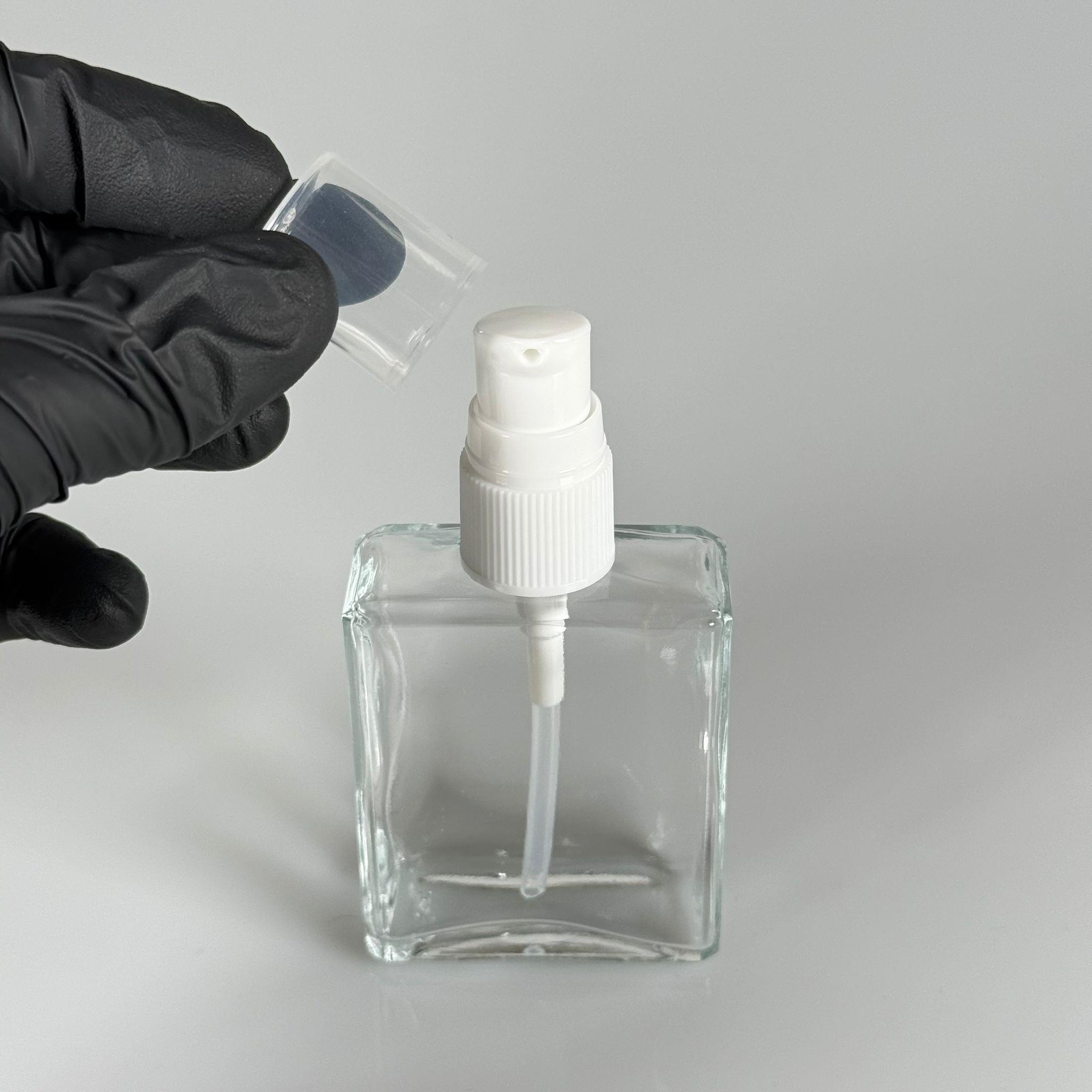 40 CC KÖŞELİ DİKDÖRTGEN KISA MODEL CAM ŞİŞE - BEYAZ LOSYON POMPALI - 40 ML PRESTİJLİ ŞİŞE