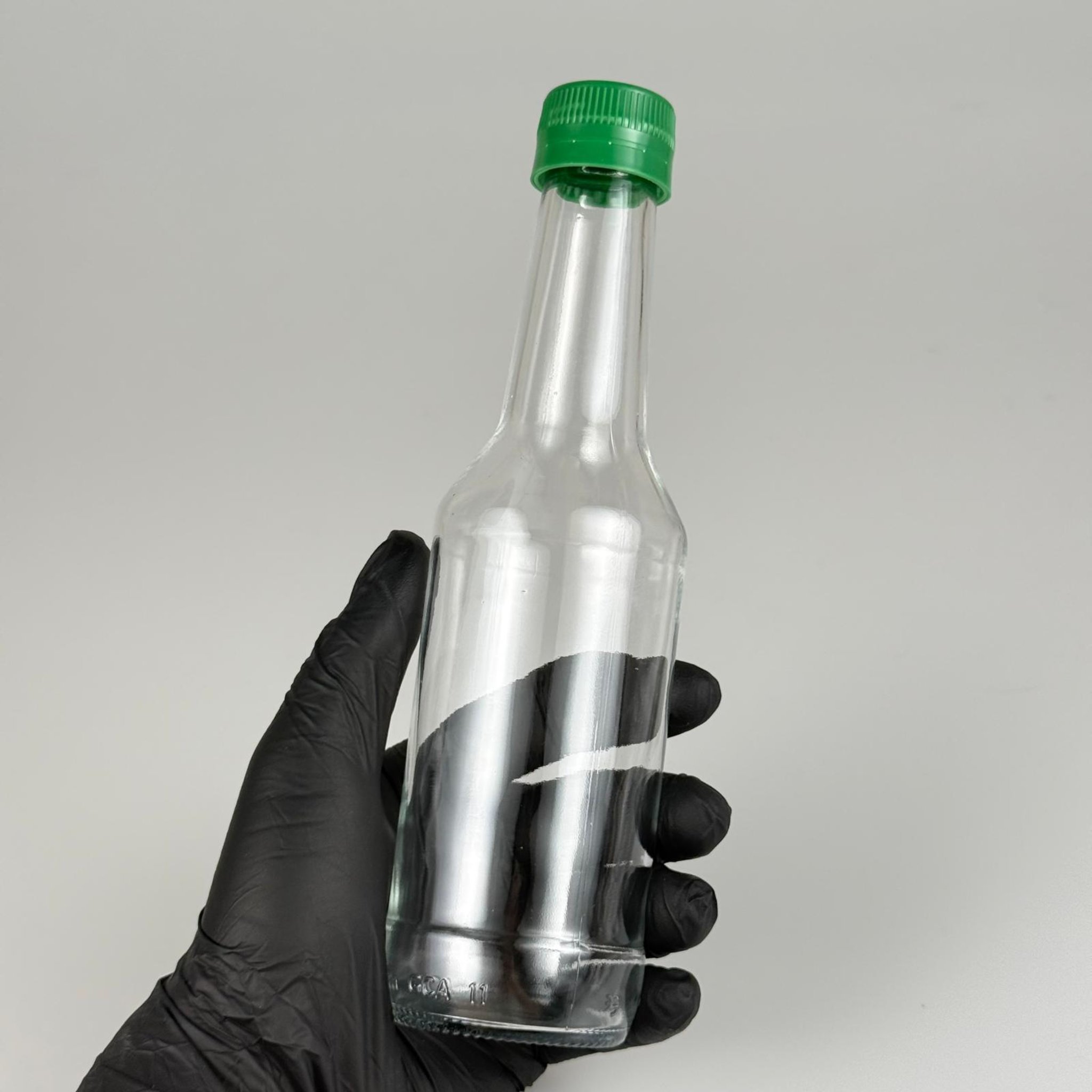 250 CC BOĞAZLI CAM ŞİŞE - YEŞİL KİLİTLİ PLASTİK KAPAKLI - 250 ML BOŞ CAM ŞİŞE