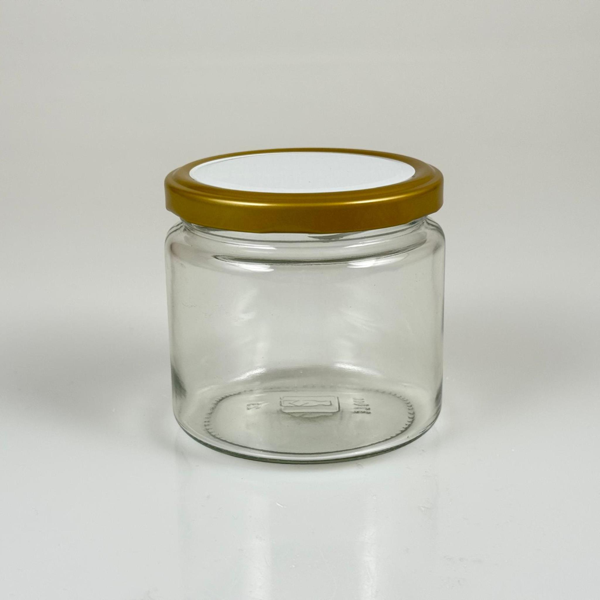 370 CC CAM KAVANOZ - GOLD KUŞAKLI METAL KAPAKLI - 370 ML BAL , PEKMEZ , KONSERVE , MAGNOLİA VB KAVANOZLARI